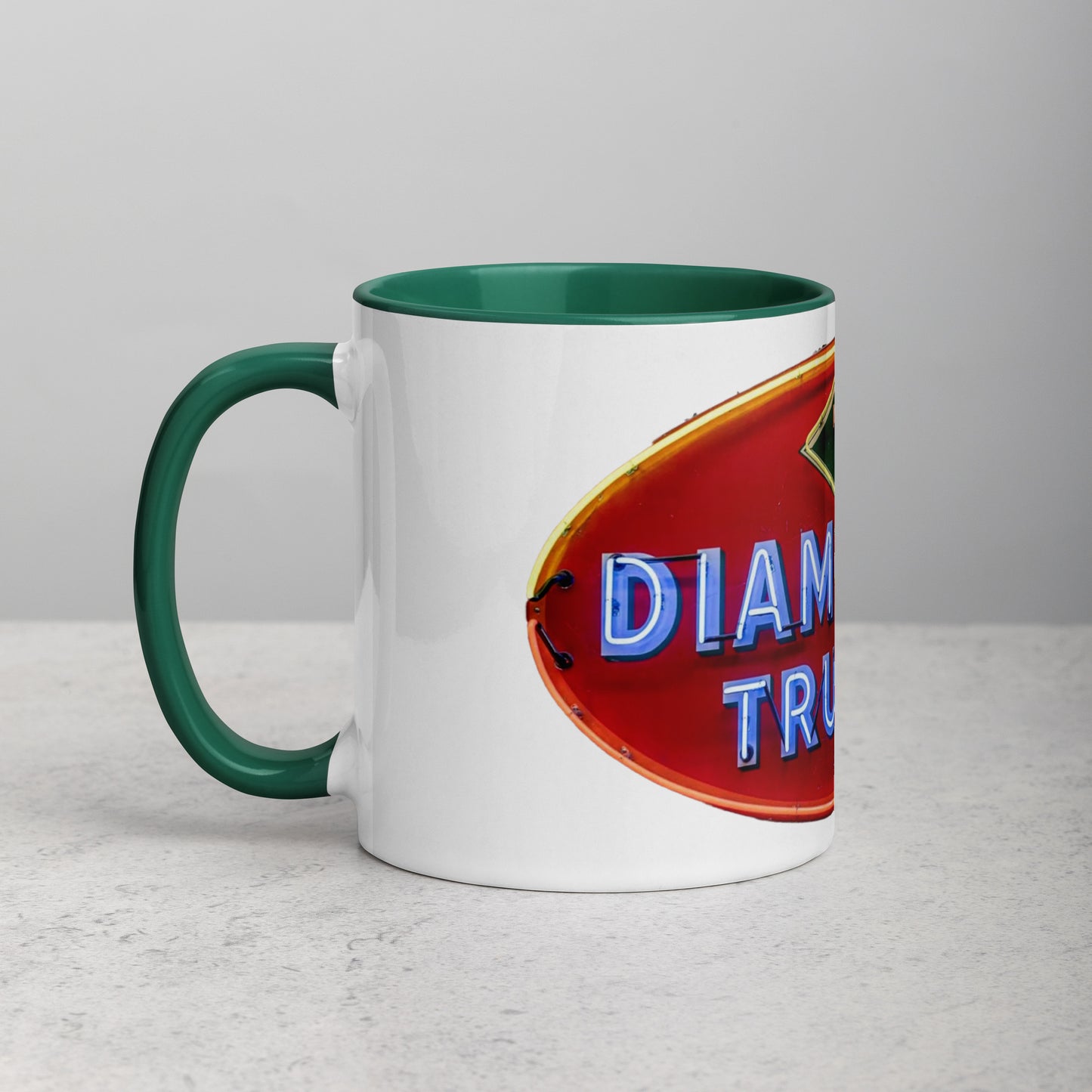 Diamond Trucks Retro Neon Sign Style Mug with Color Inside