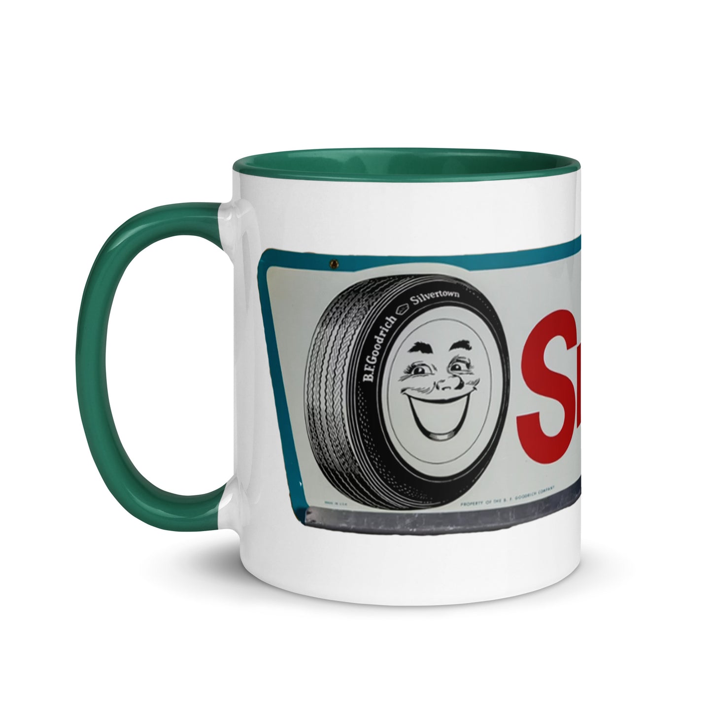 Retro Smileage Tire Sign Mug with Color Inside