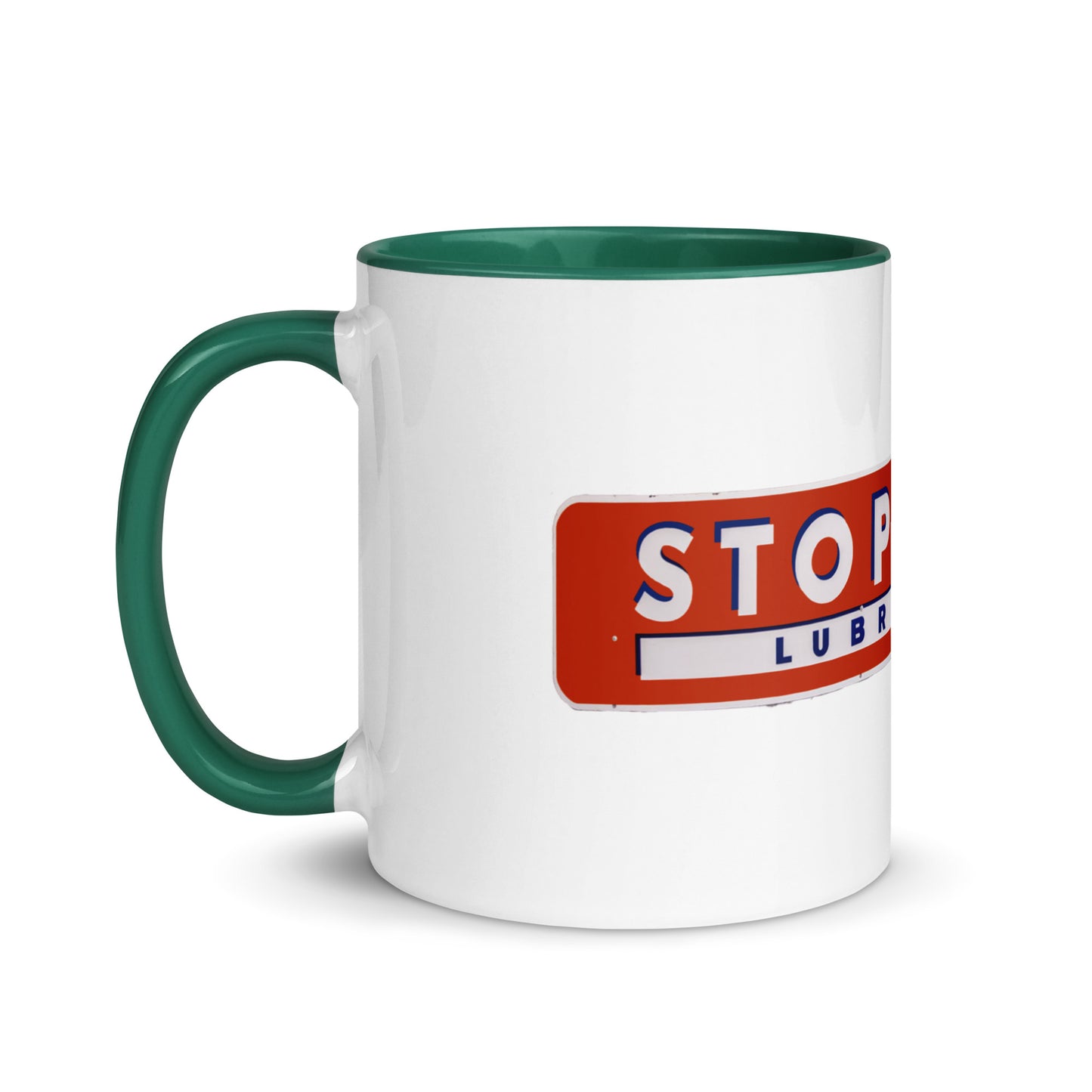 Retro Stop Wear Lube Painted Sign Mug with Color Inside