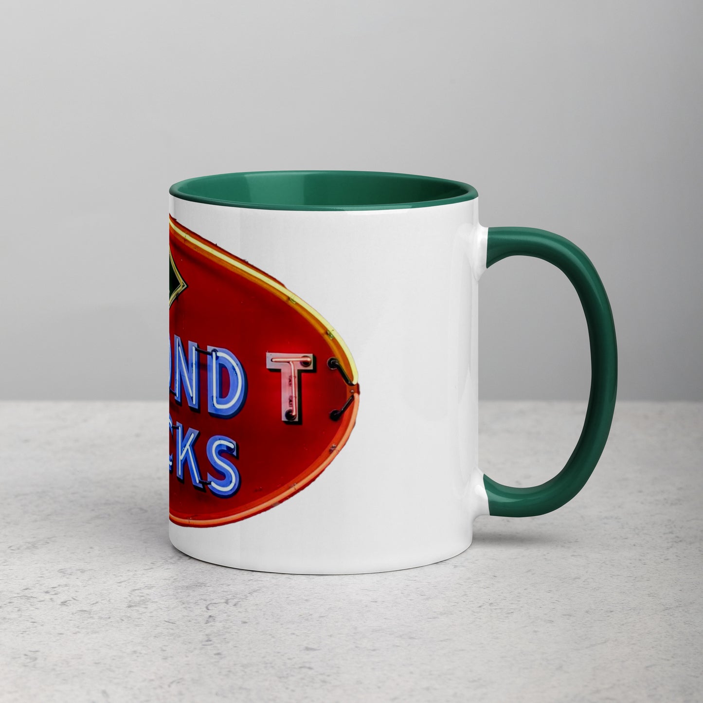 Diamond Trucks Retro Neon Sign Style Mug with Color Inside