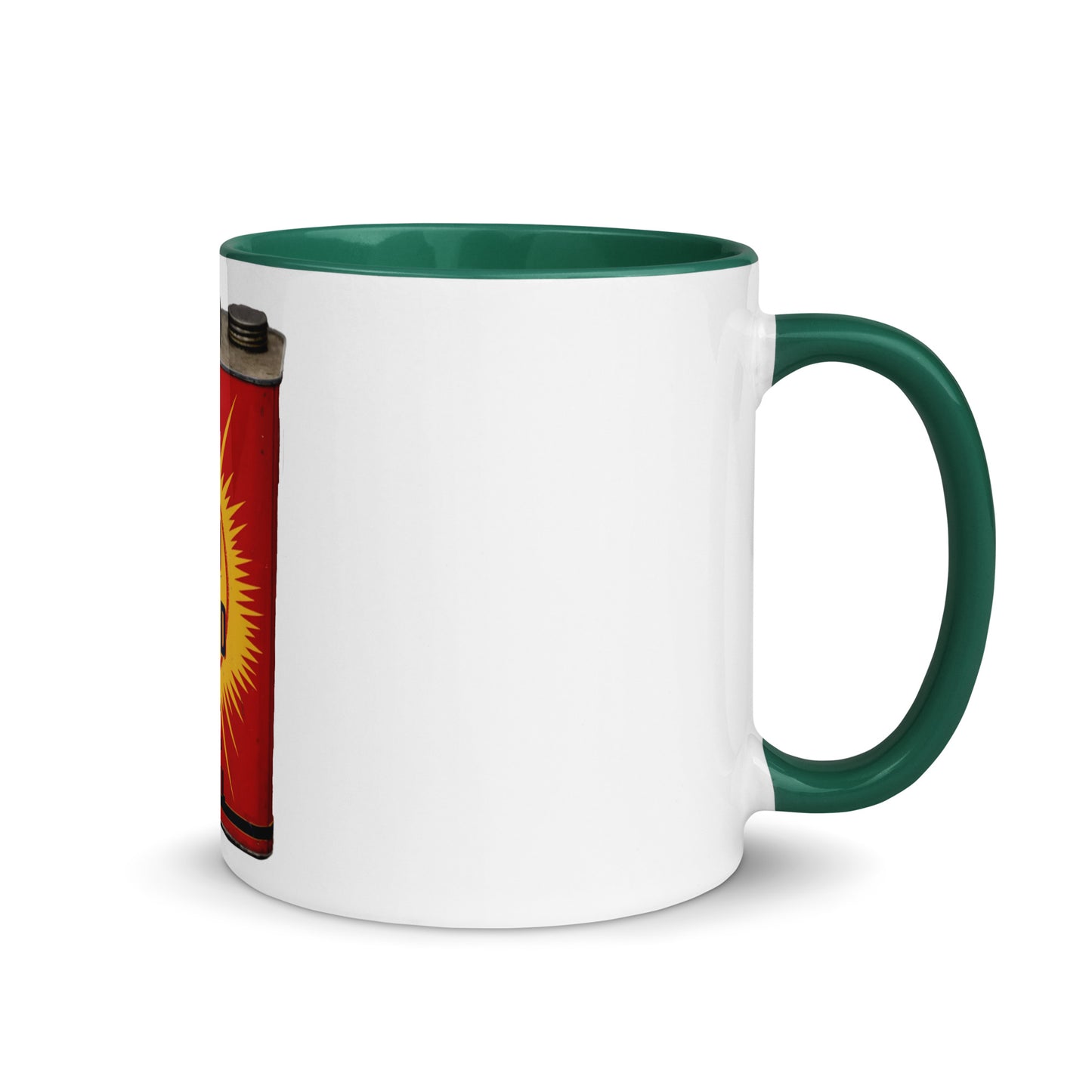 Retro Oil Can Design Mug with Color Inside