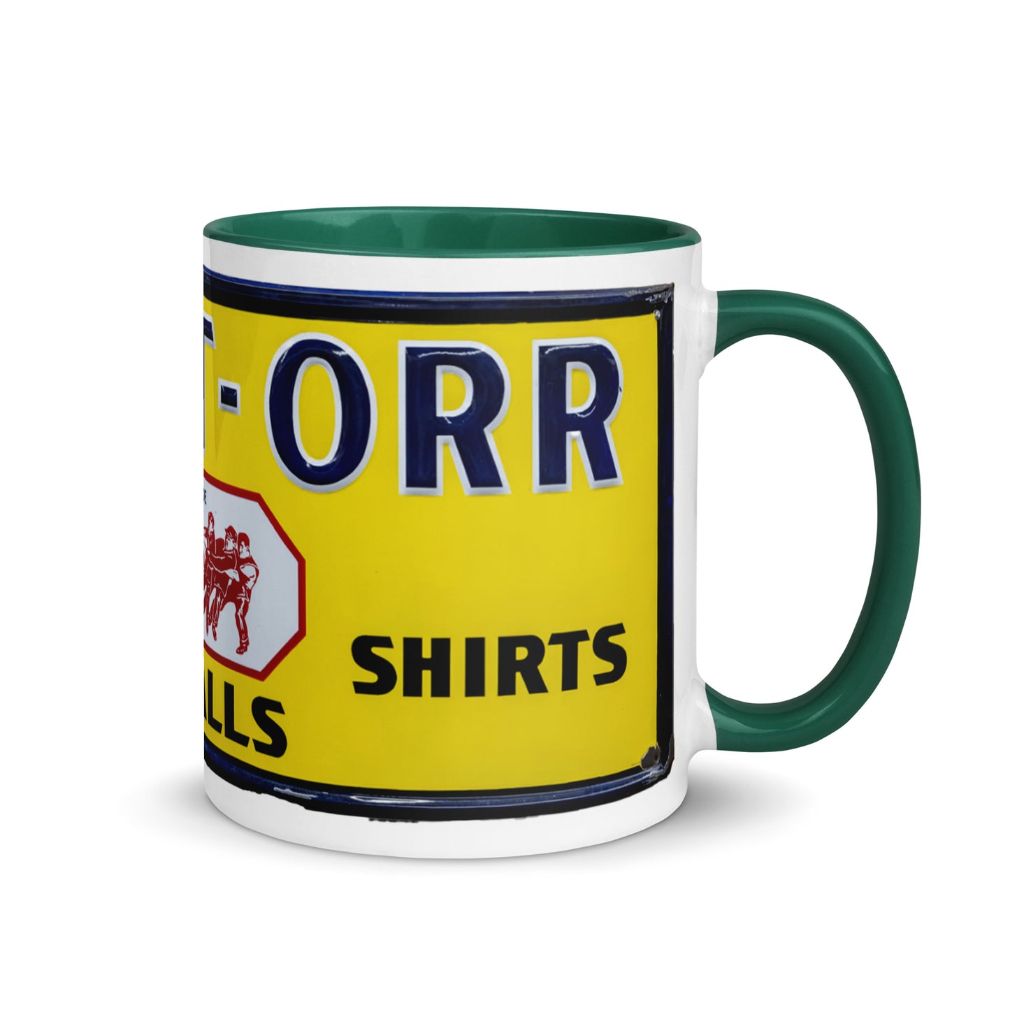 Vintage Mechanic Overalls Porcelain Sign Mug with Color Inside