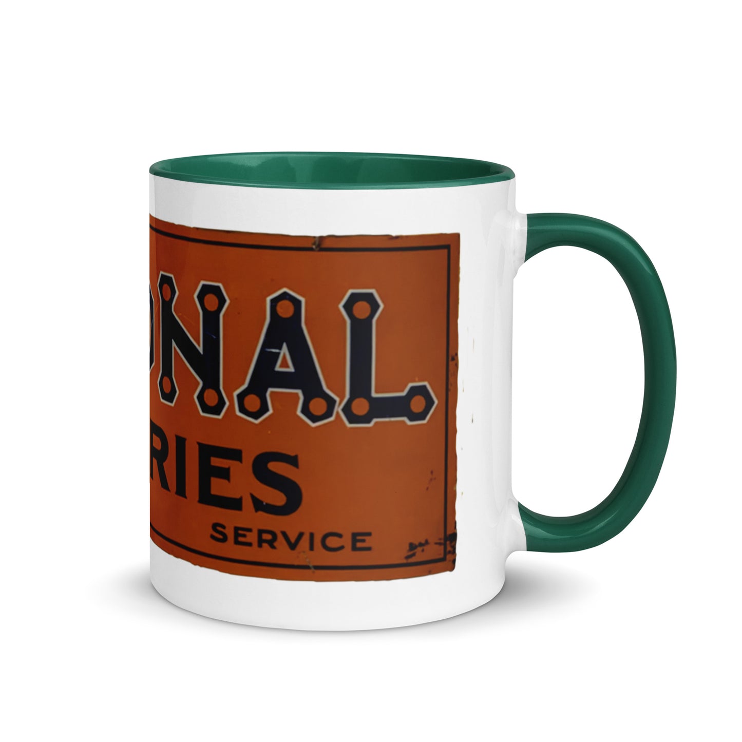 Retro National Battery Sign Patina Style Mug with Color Inside