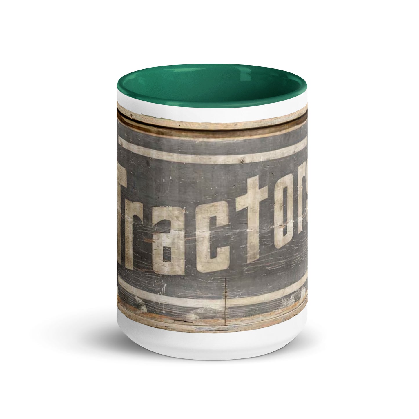 Retro Tractors Sign Wood Style Mug with Color Inside