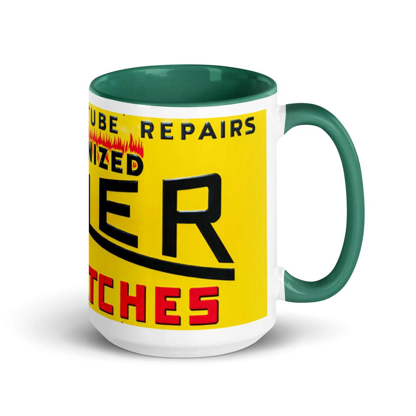 Retro Hot Oil Patch Sign Mug with Color Inside