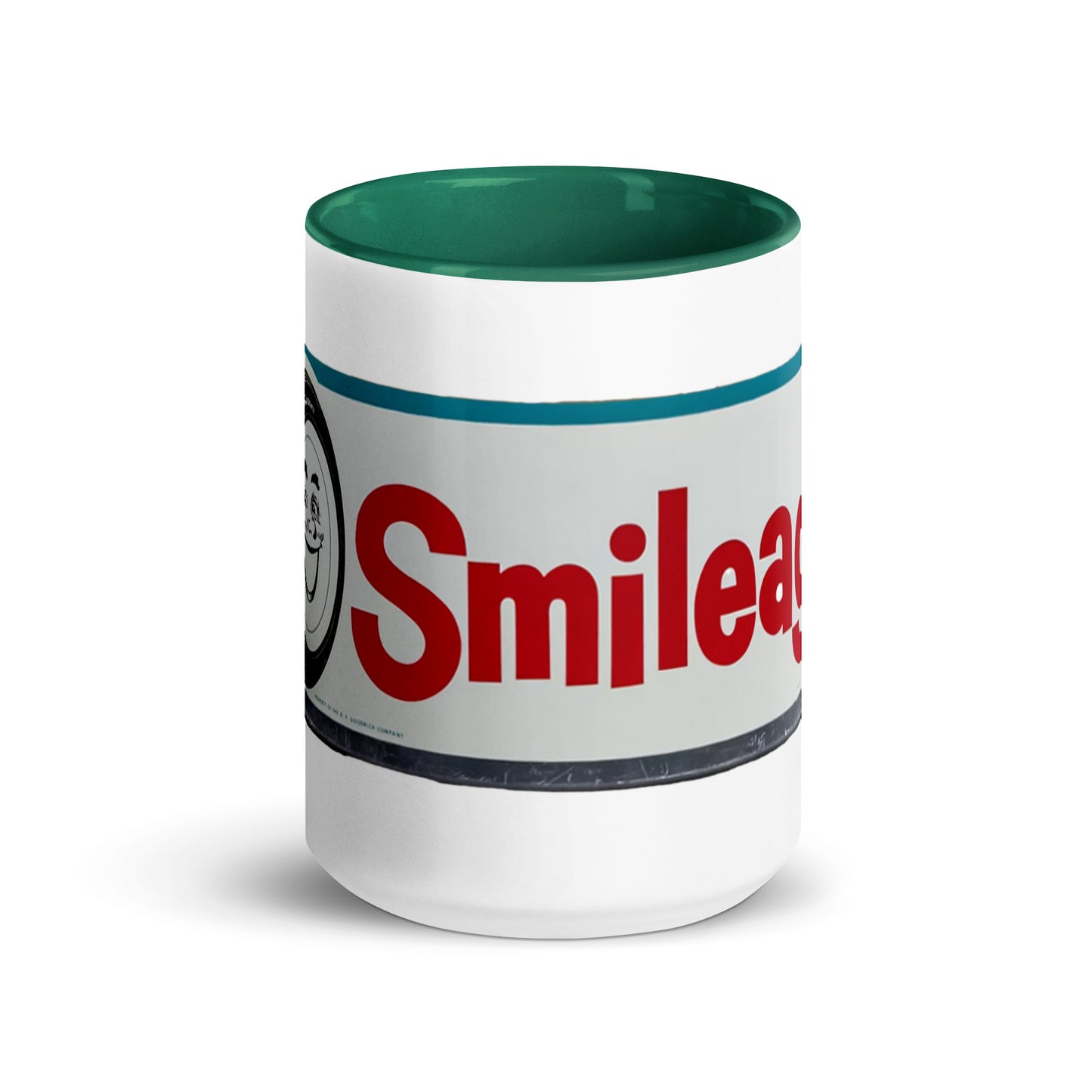 Retro Smileage Tire Sign Mug with Color Inside