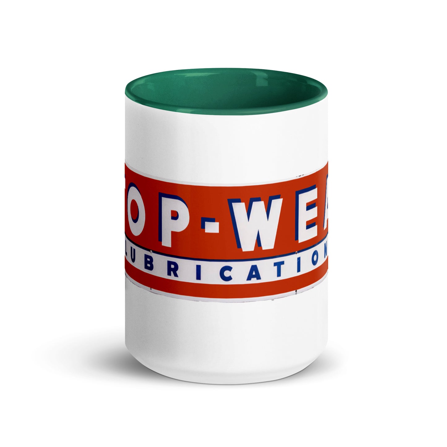 Retro Stop Wear Lube Painted Sign Mug with Color Inside