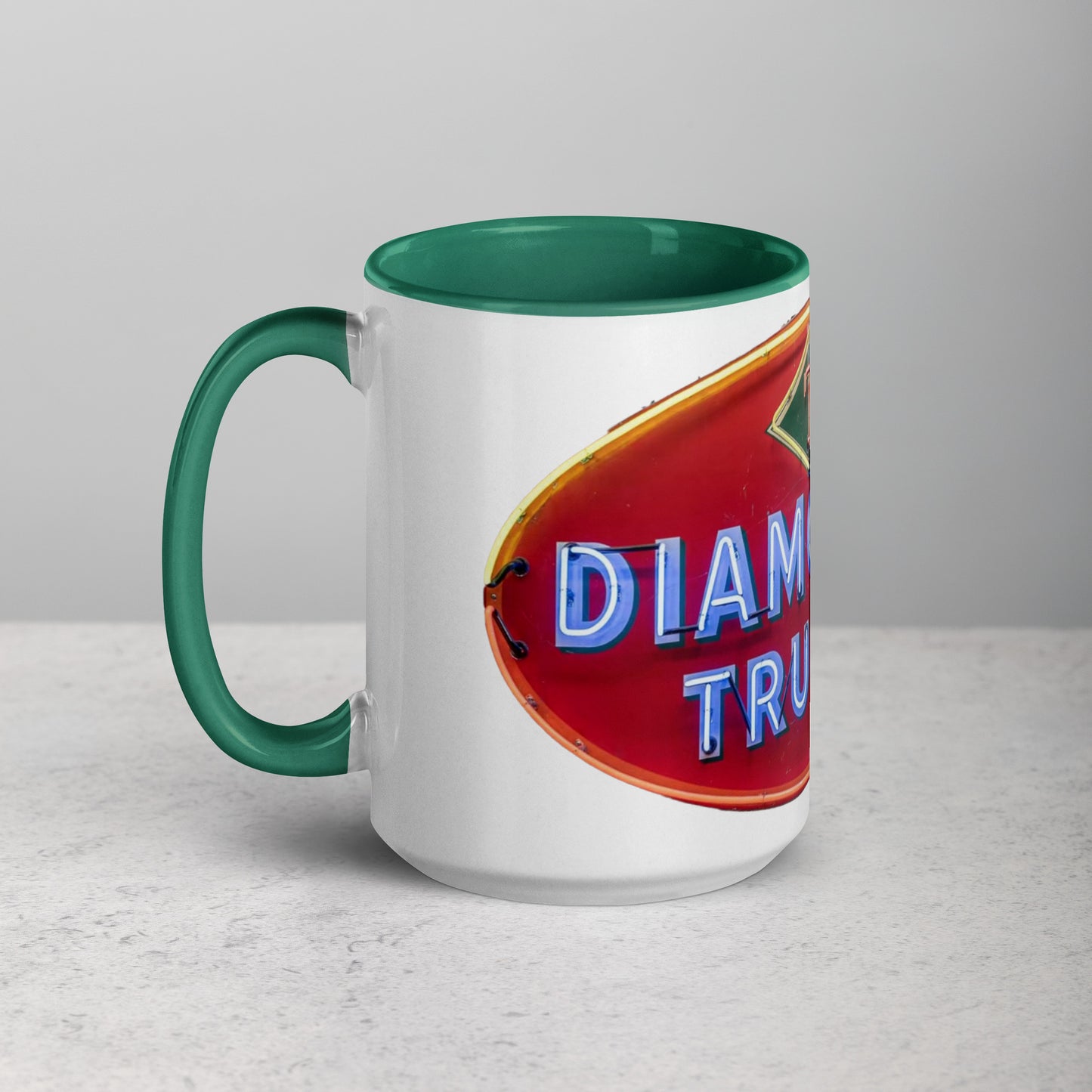 Diamond Trucks Retro Neon Sign Style Mug with Color Inside