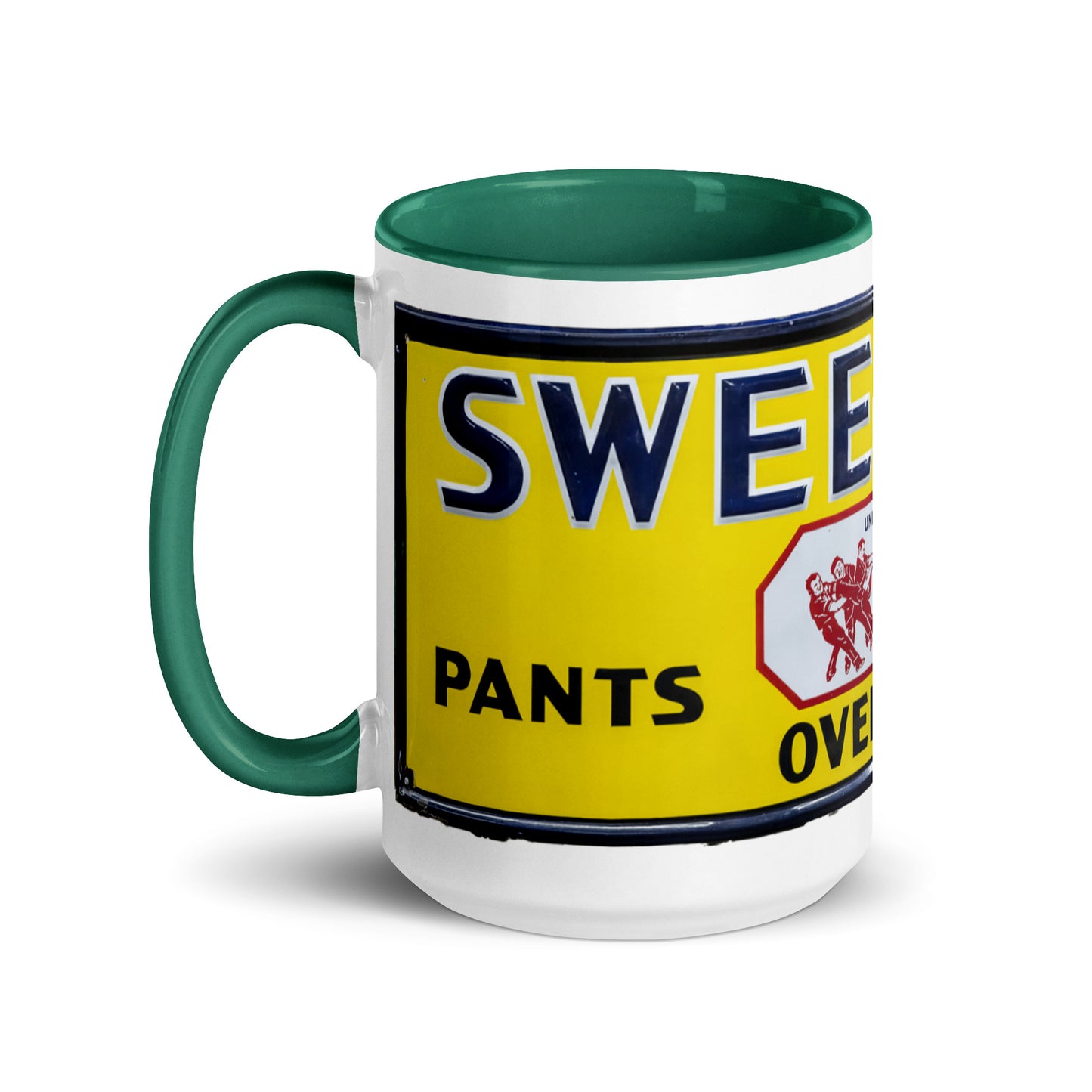Vintage Mechanic Overalls Porcelain Sign Mug with Color Inside