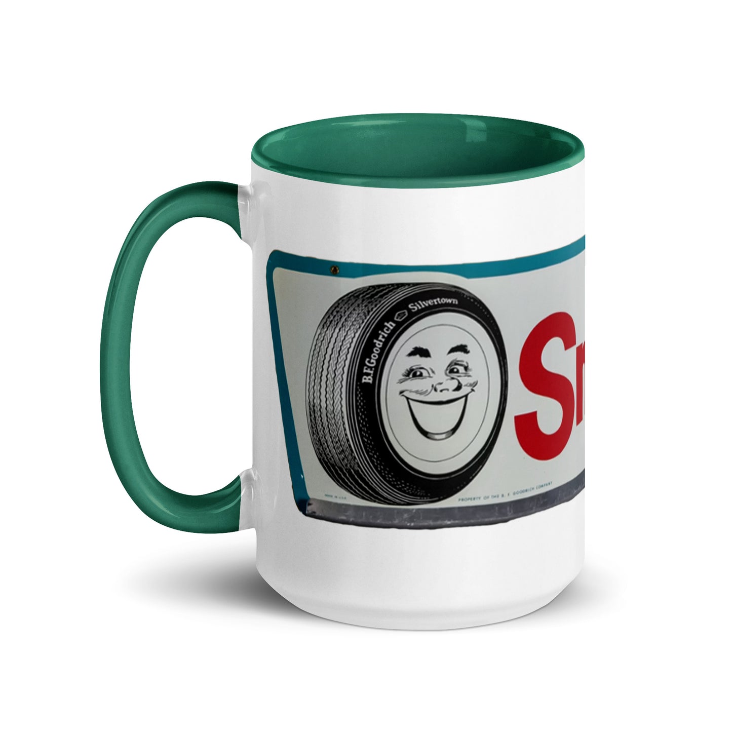 Retro Smileage Tire Sign Mug with Color Inside