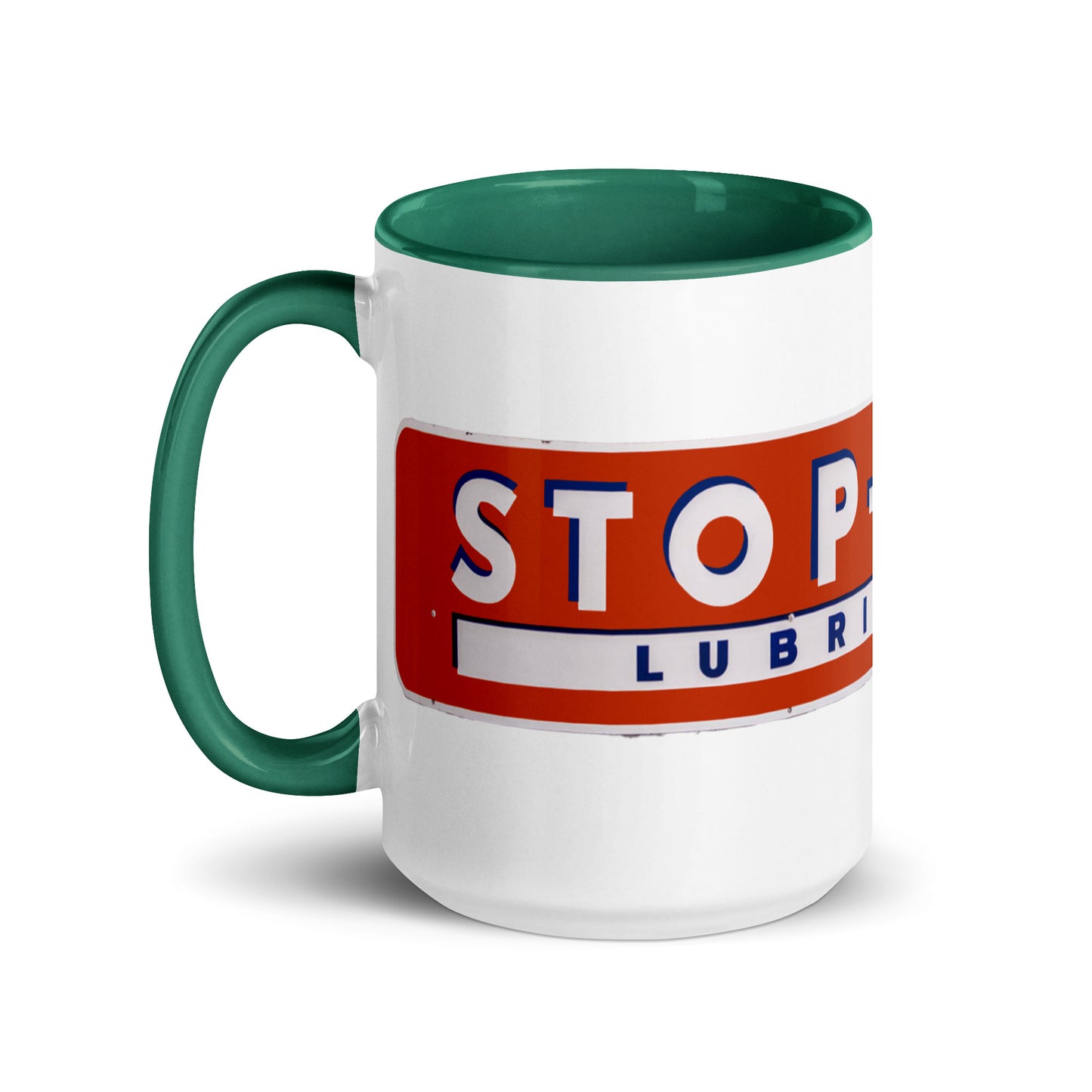 Retro Stop Wear Lube Painted Sign Mug with Color Inside