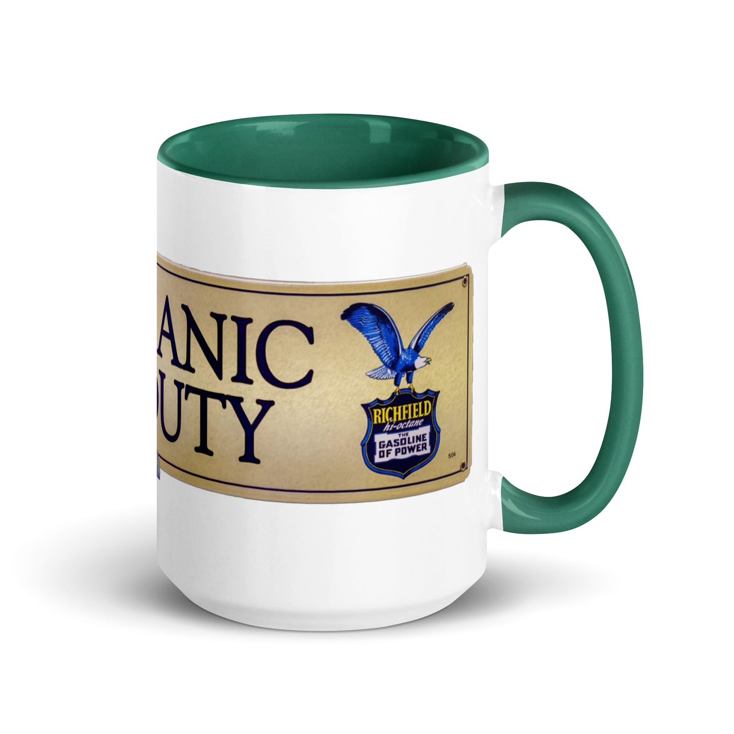 Retro Mechanic On Duty Sign Mug with Color Inside