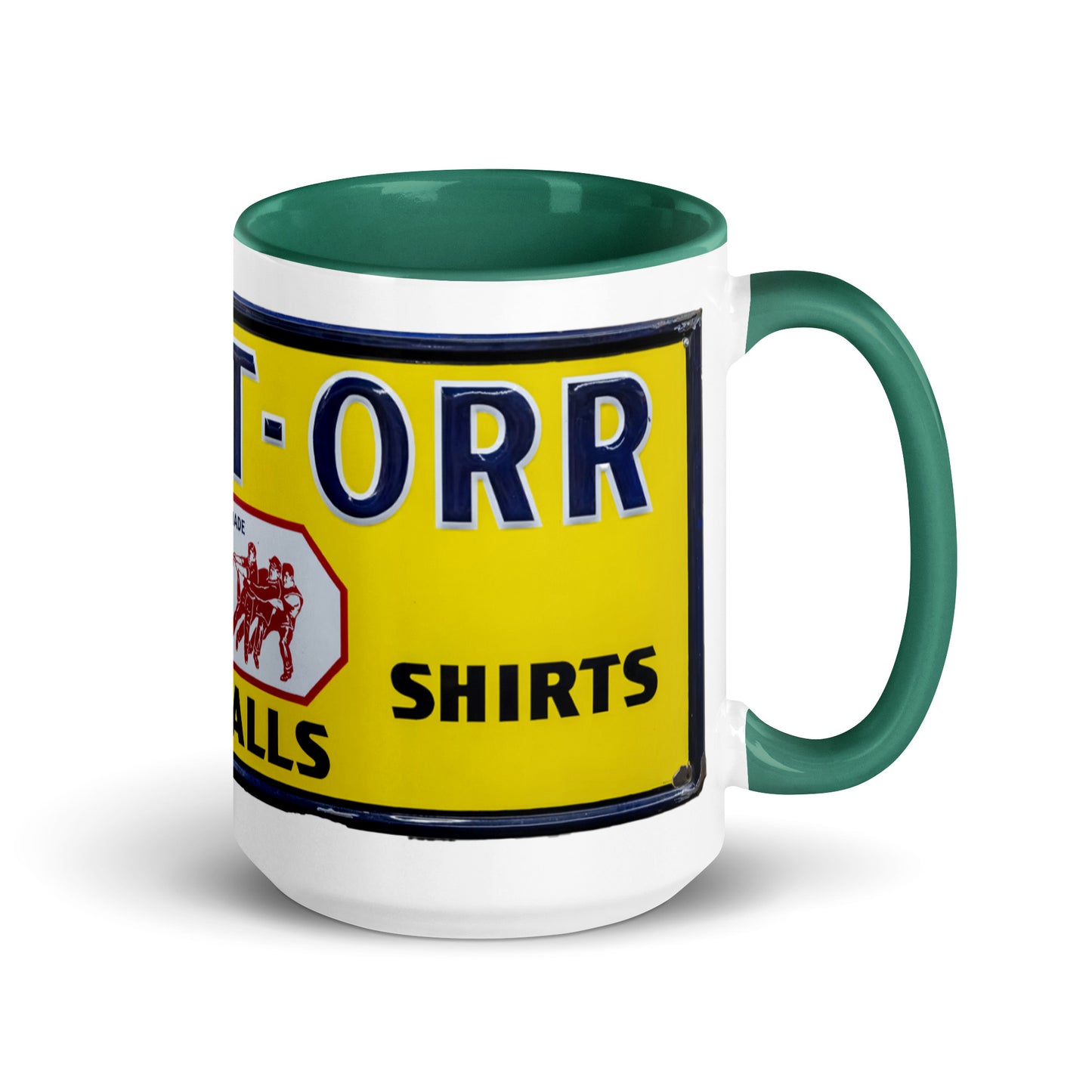 Vintage Mechanic Overalls Porcelain Sign Mug with Color Inside