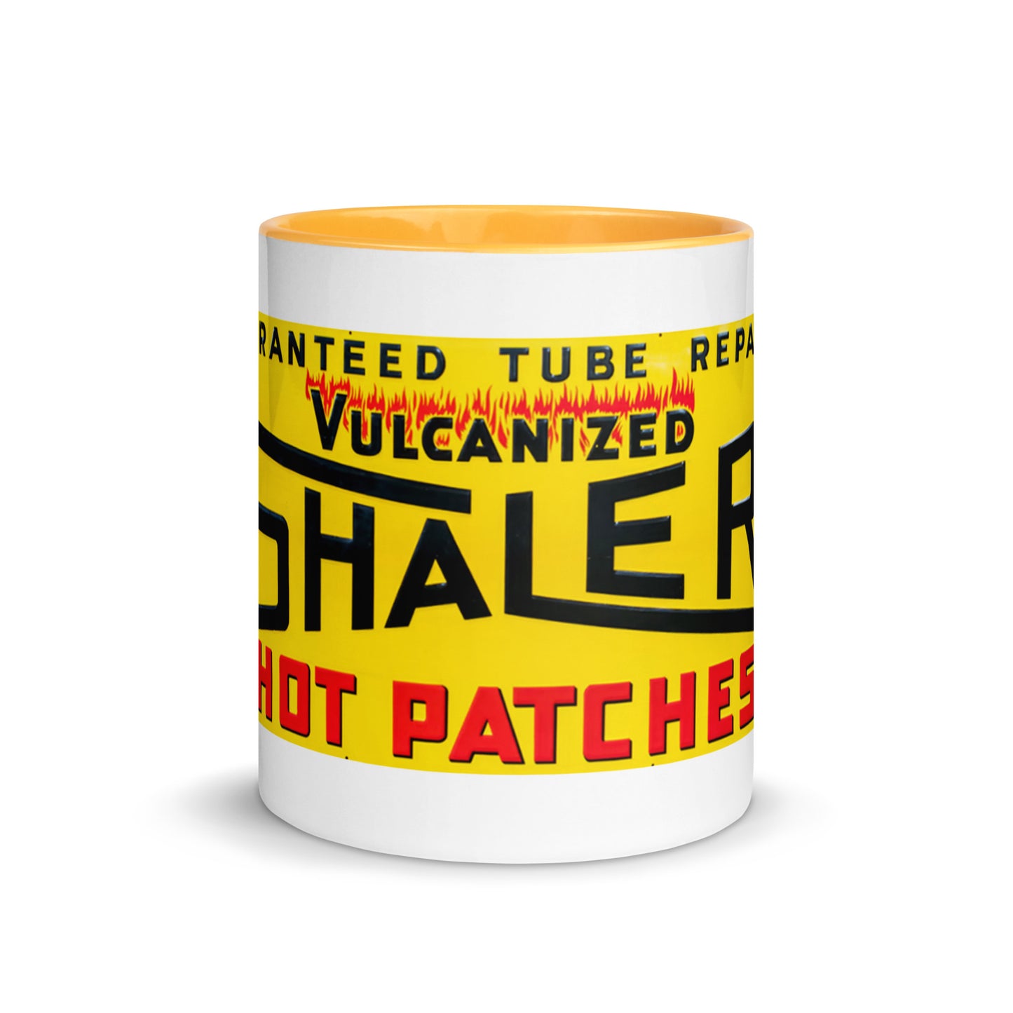 Retro Hot Oil Patch Sign Mug with Color Inside