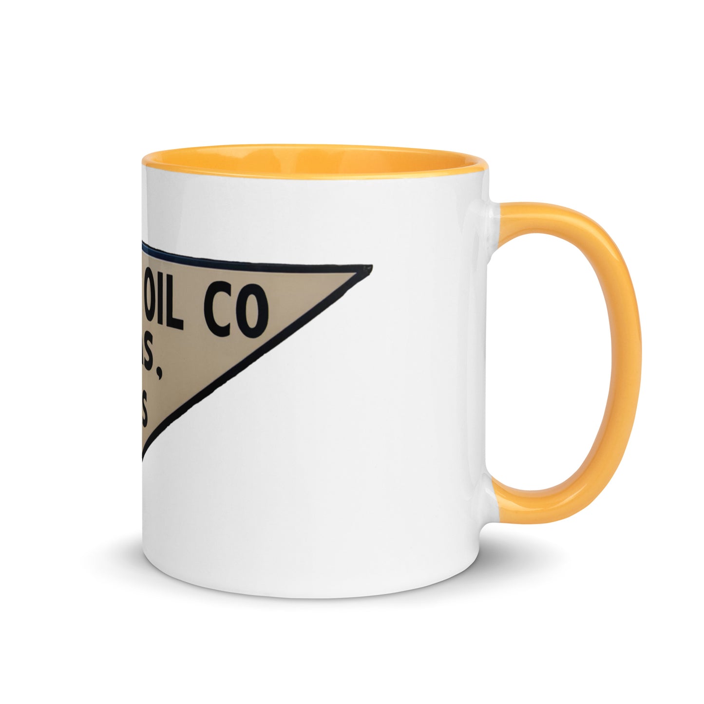 Retro Triangle Oil Company Tin Style Mug with Color Inside