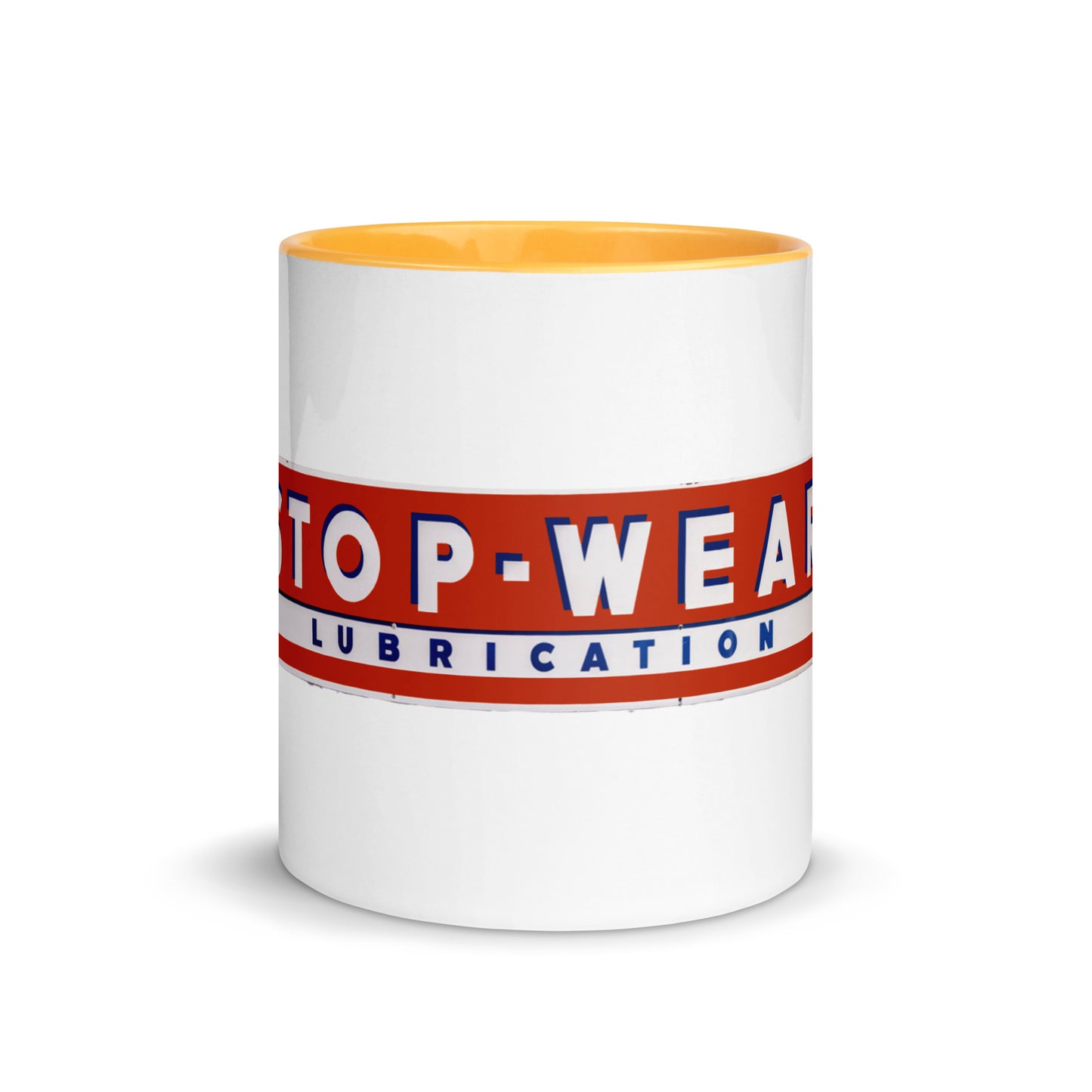 Retro Stop Wear Lube Painted Sign Mug with Color Inside