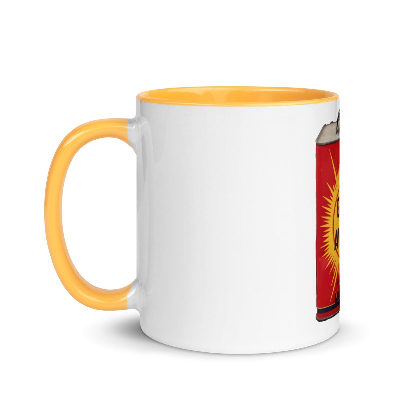 Retro Oil Can Design Mug with Color Inside