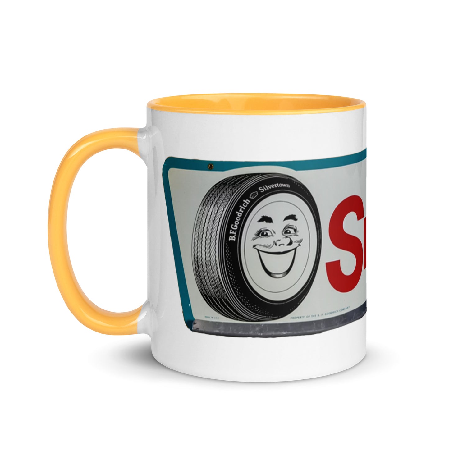 Retro Smileage Tire Sign Mug with Color Inside