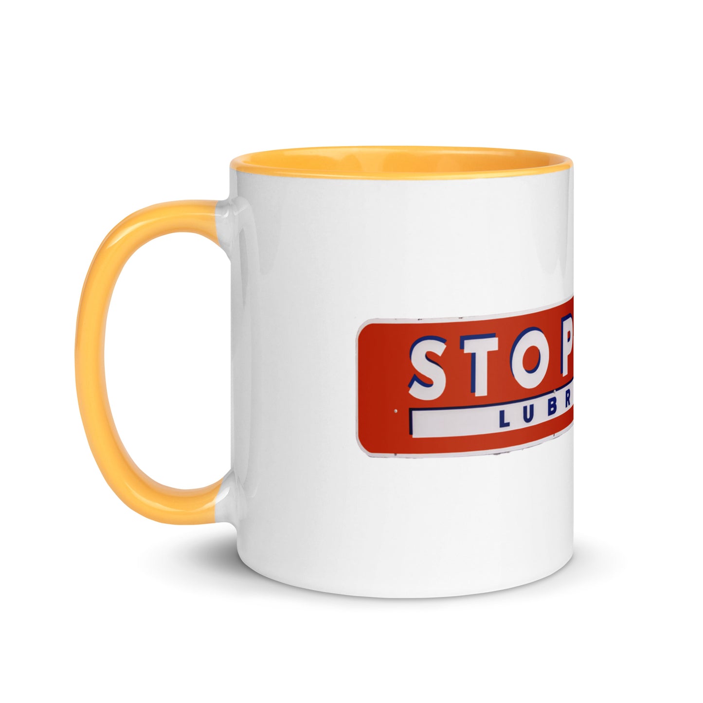 Retro Stop Wear Lube Painted Sign Mug with Color Inside