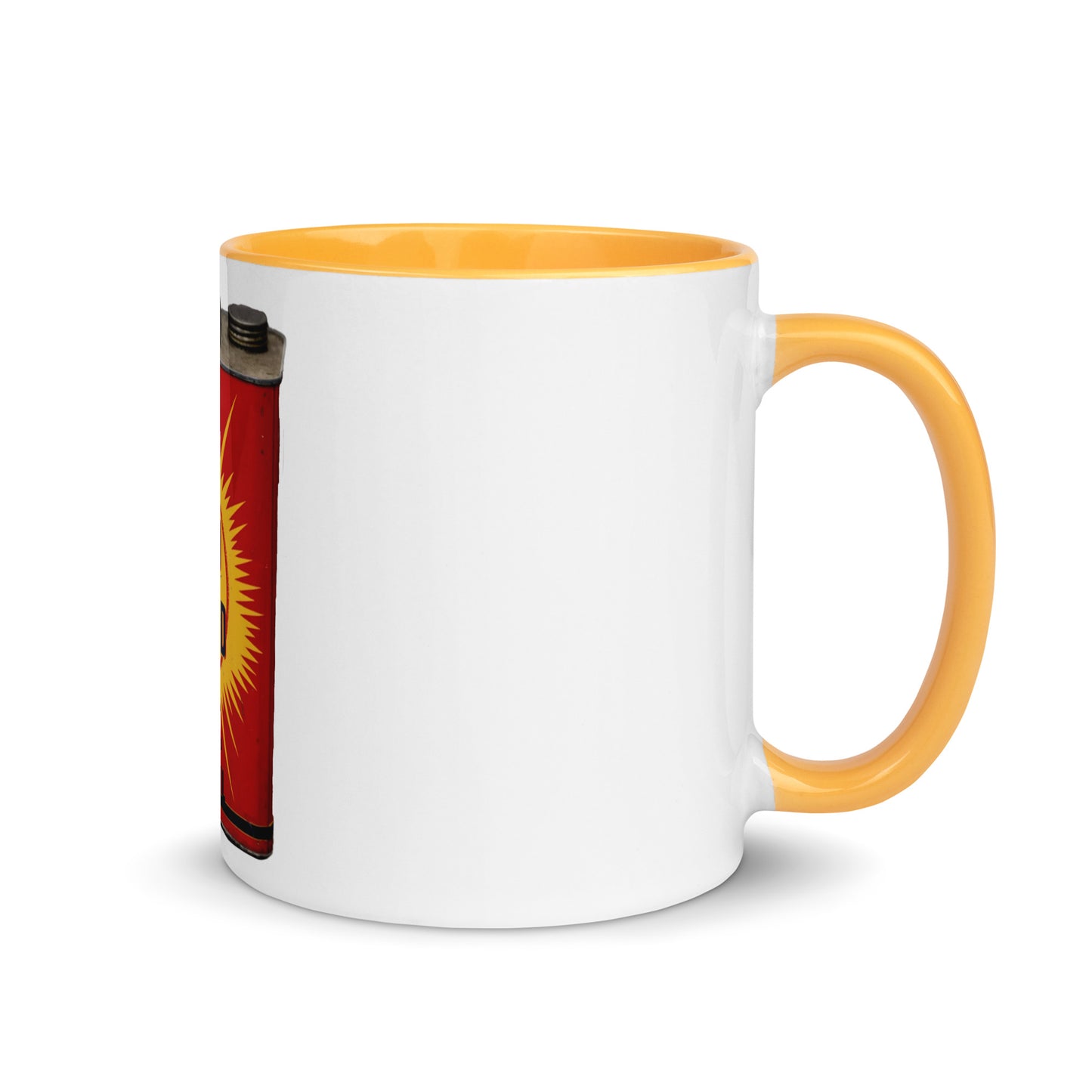 Retro Oil Can Design Mug with Color Inside