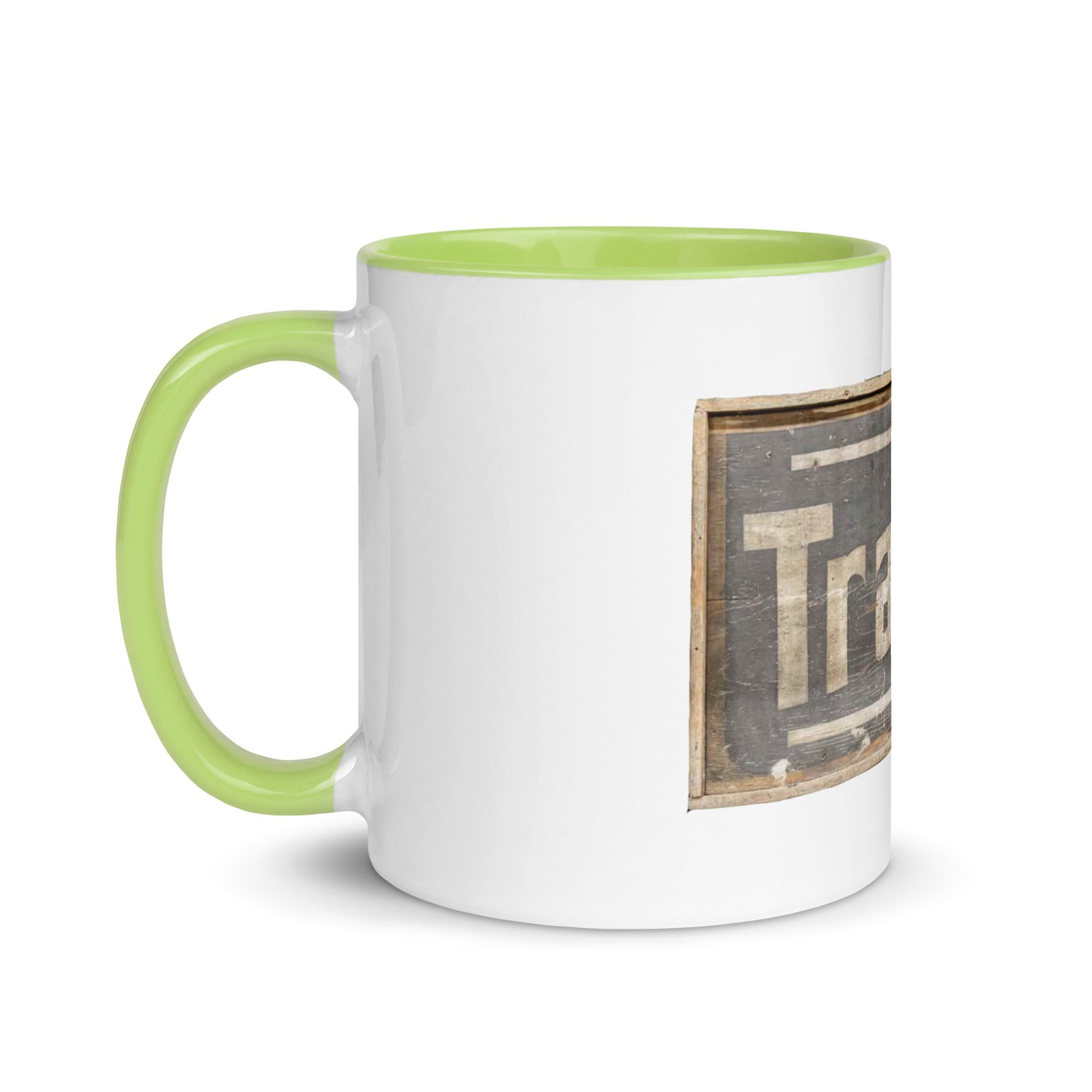 Retro Tractors Sign Wood Style Mug with Color Inside