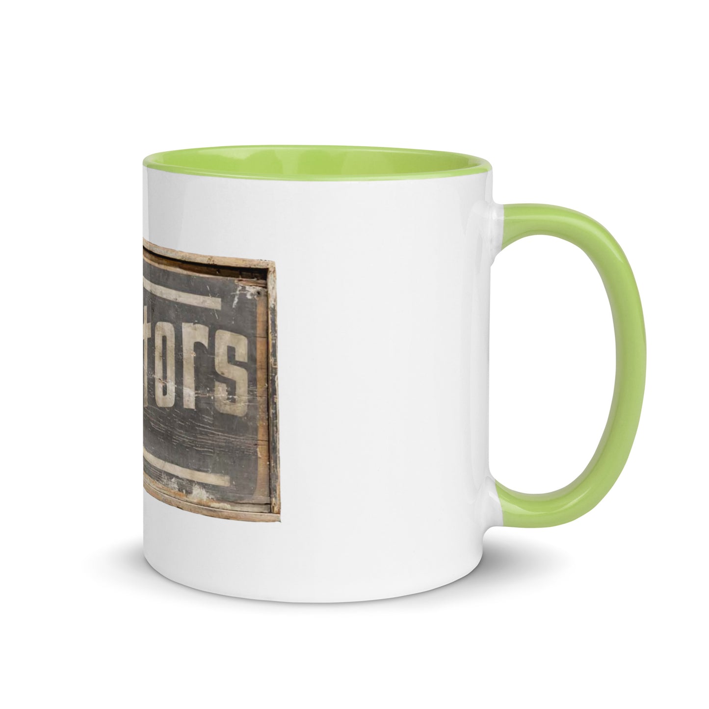 Retro Tractors Sign Wood Style Mug with Color Inside