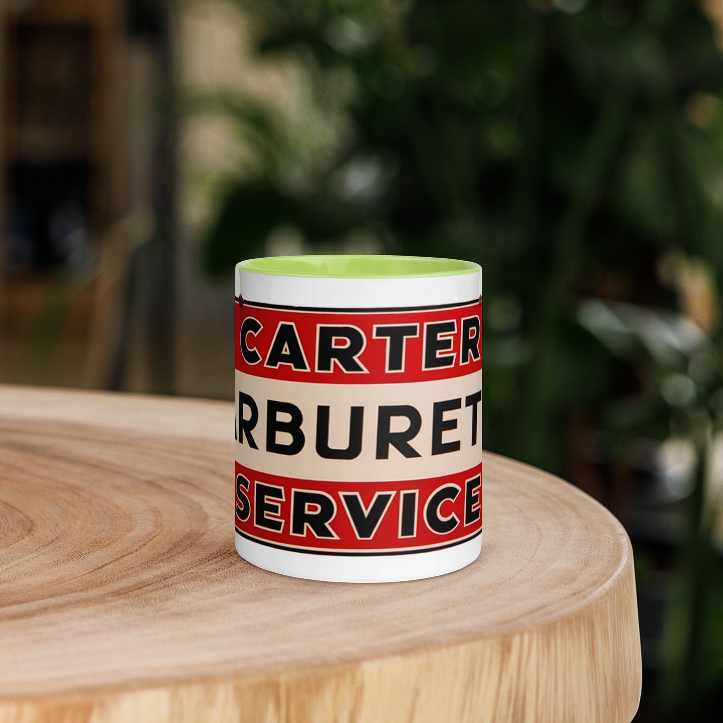 Carter Carbs Tin Style Shop Sign Mug with Color Inside