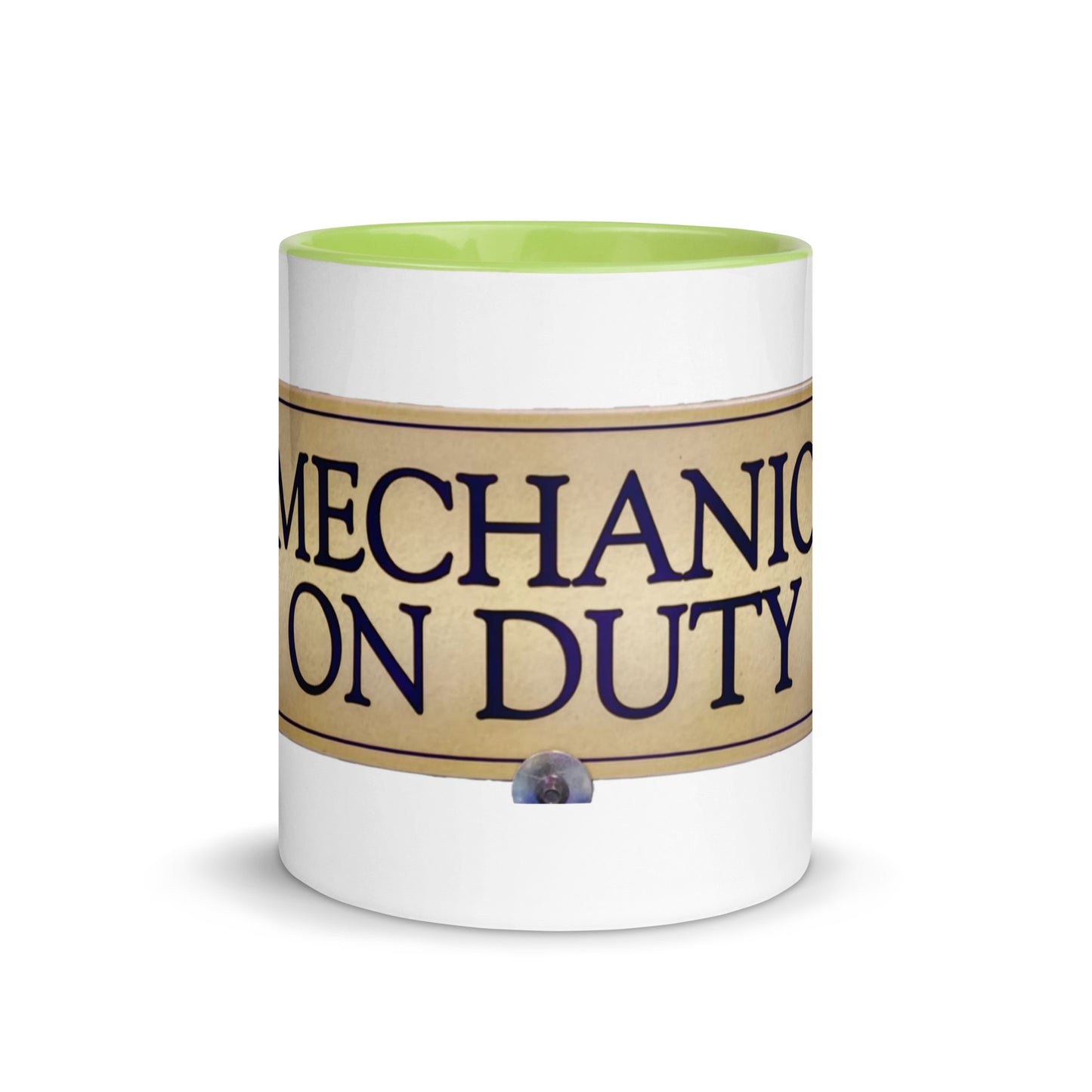 Retro Mechanic On Duty Sign Mug with Color Inside