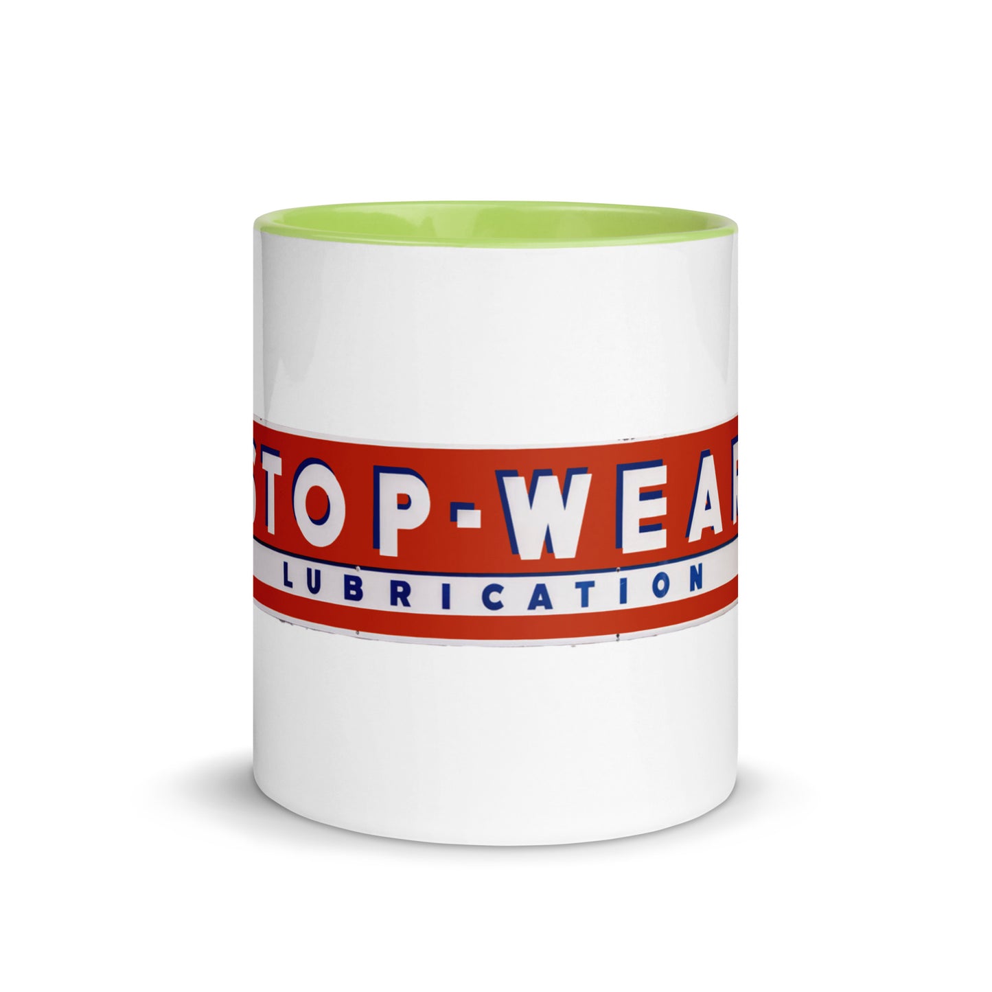 Retro Stop Wear Lube Painted Sign Mug with Color Inside