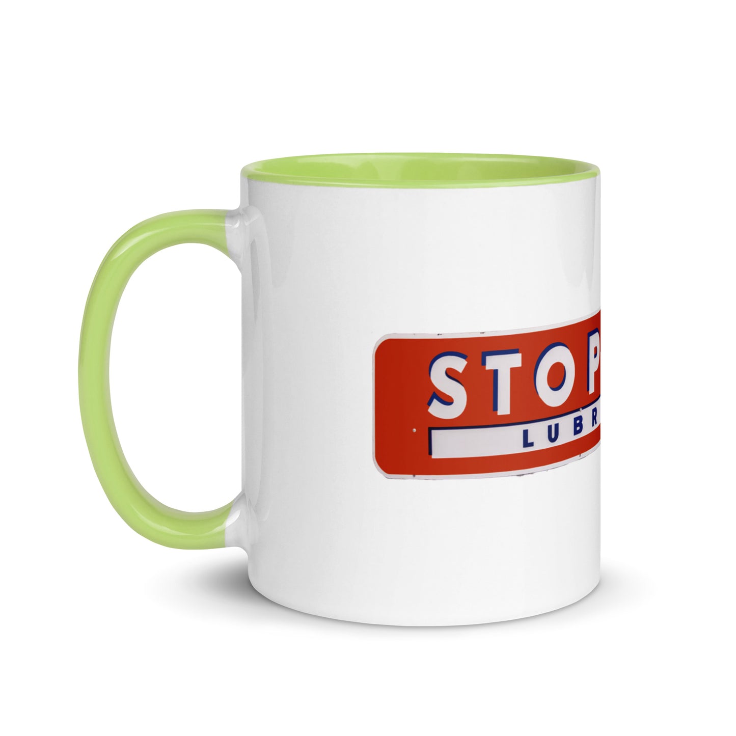 Retro Stop Wear Lube Painted Sign Mug with Color Inside