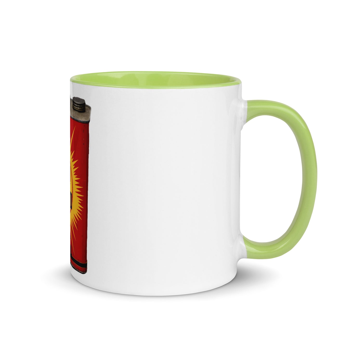 Retro Oil Can Design Mug with Color Inside