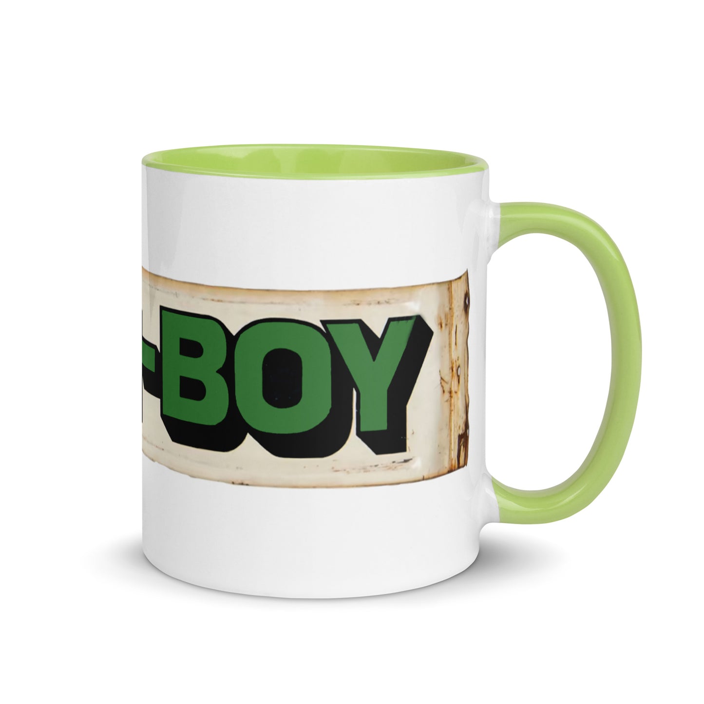 Lawn Boy Porcelain Patina Style Mug with Color Inside