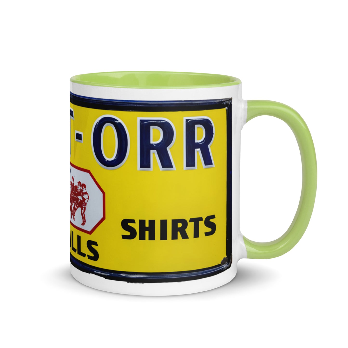 Vintage Mechanic Overalls Porcelain Sign Mug with Color Inside