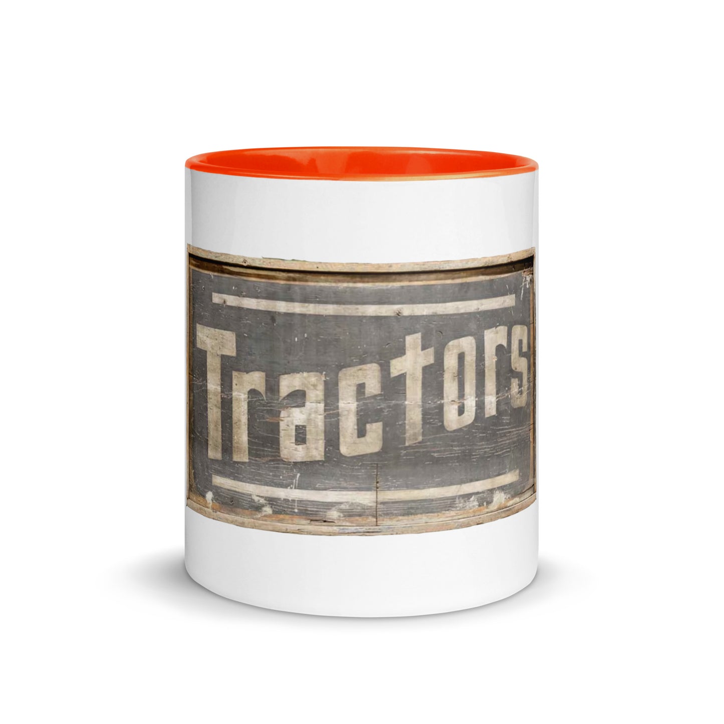 Retro Tractors Sign Wood Style Mug with Color Inside