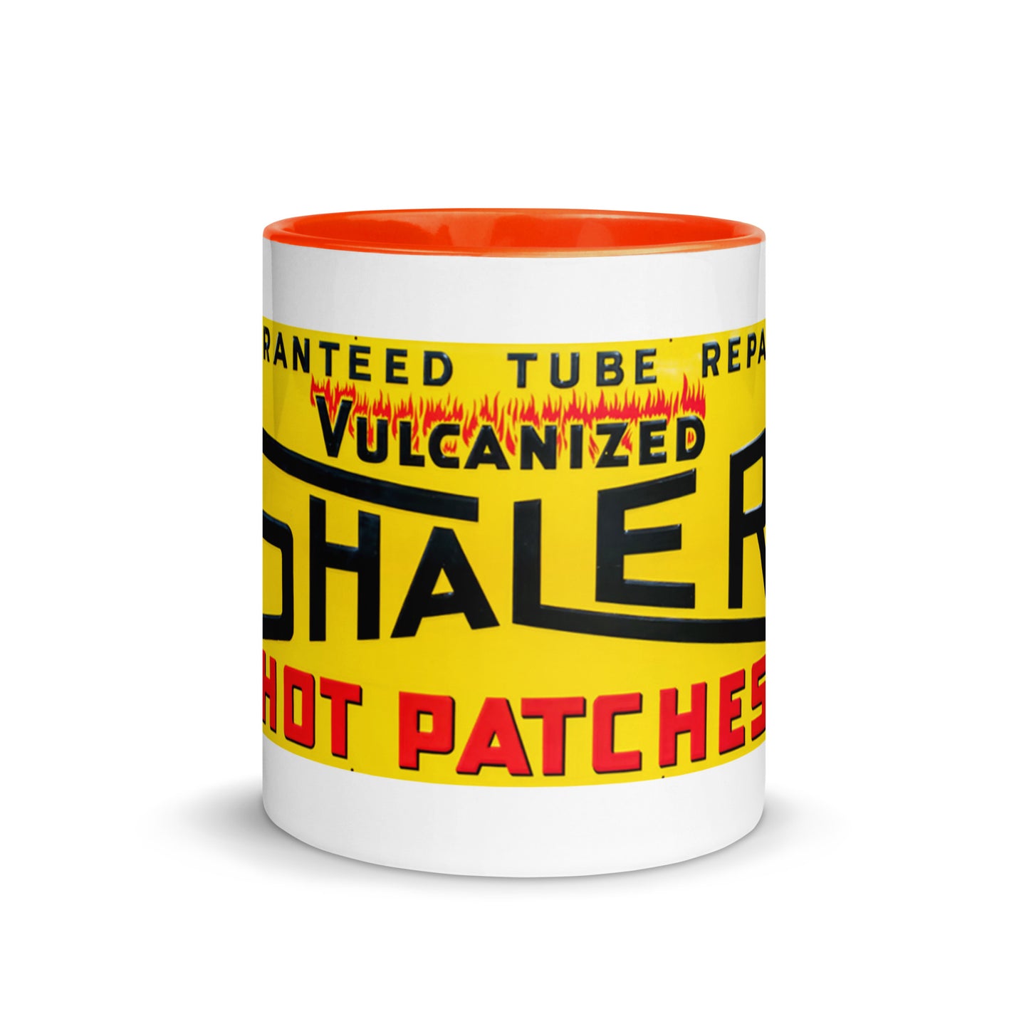 Retro Hot Oil Patch Sign Mug with Color Inside