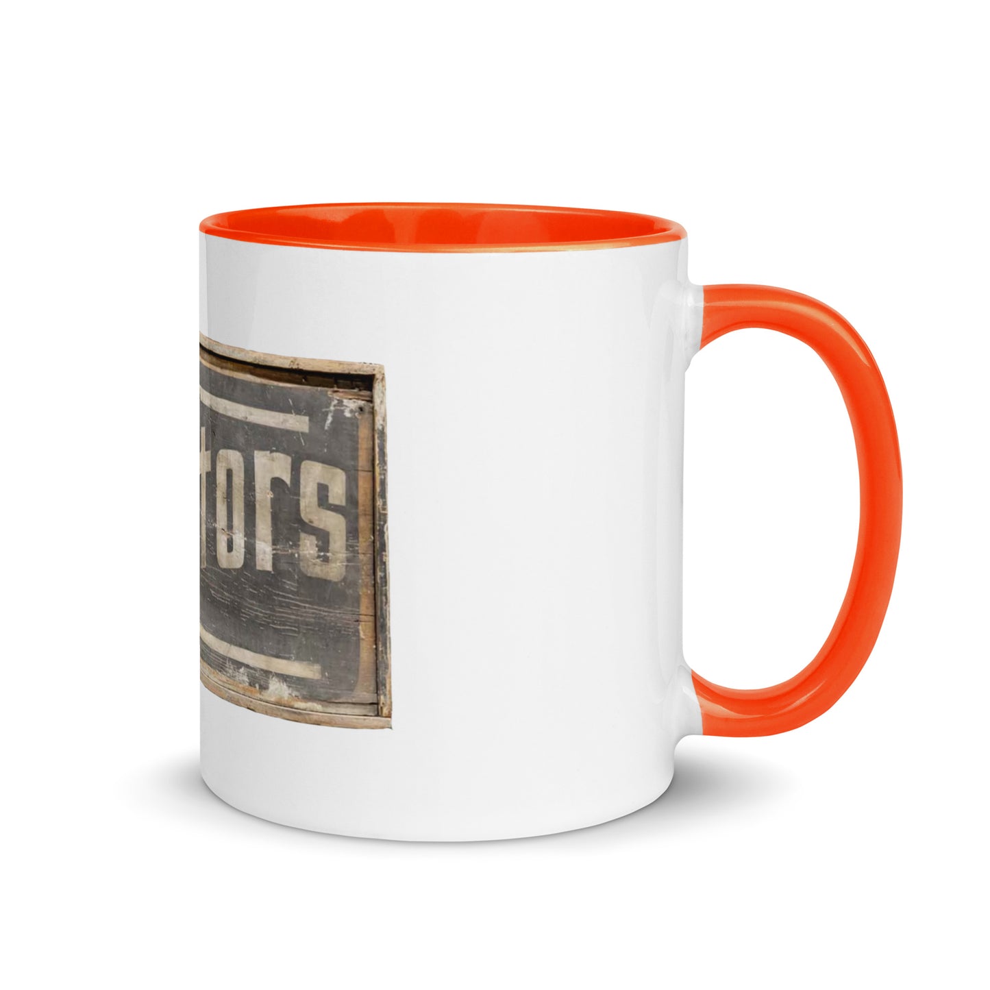 Retro Tractors Sign Wood Style Mug with Color Inside