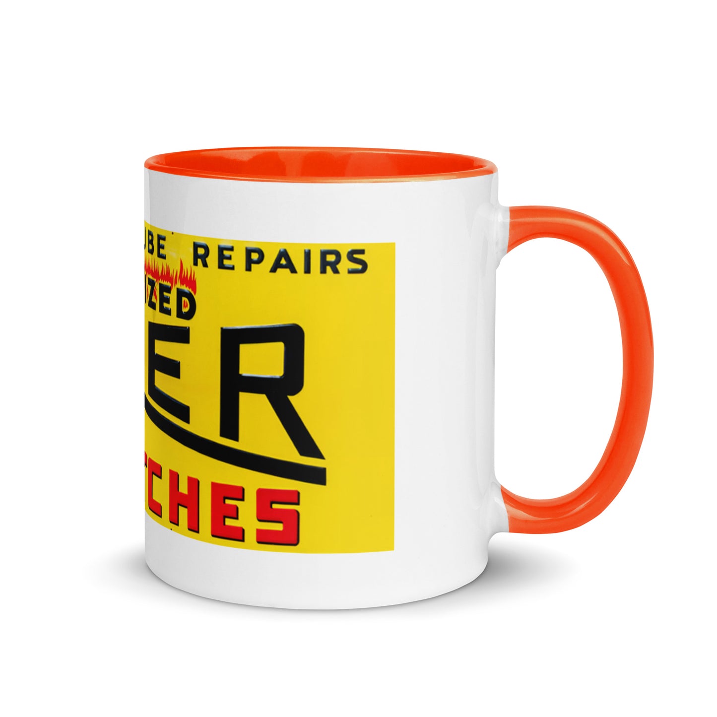 Retro Hot Oil Patch Sign Mug with Color Inside