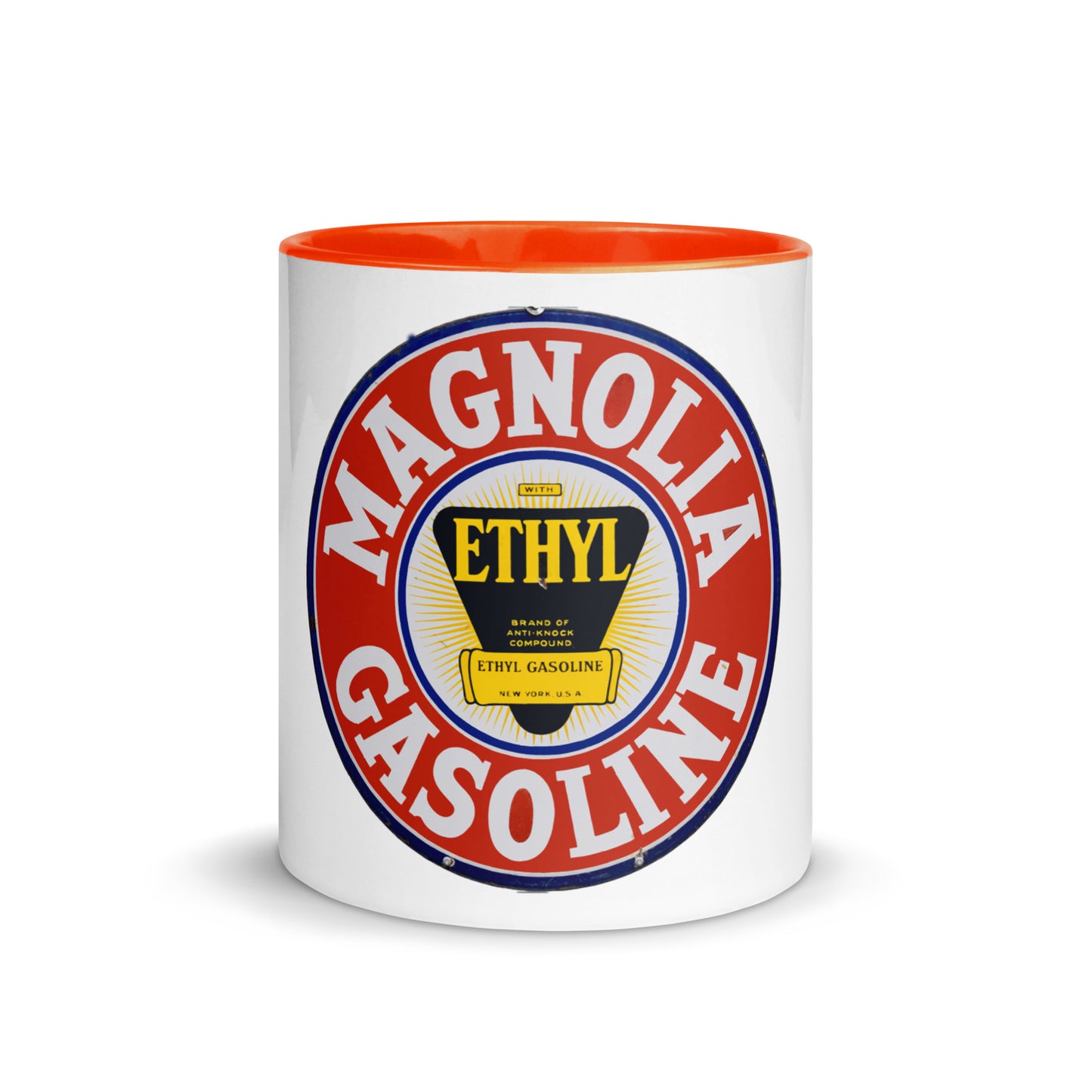 Retro Tin Gas Sign Magnolia Mug with Color Inside