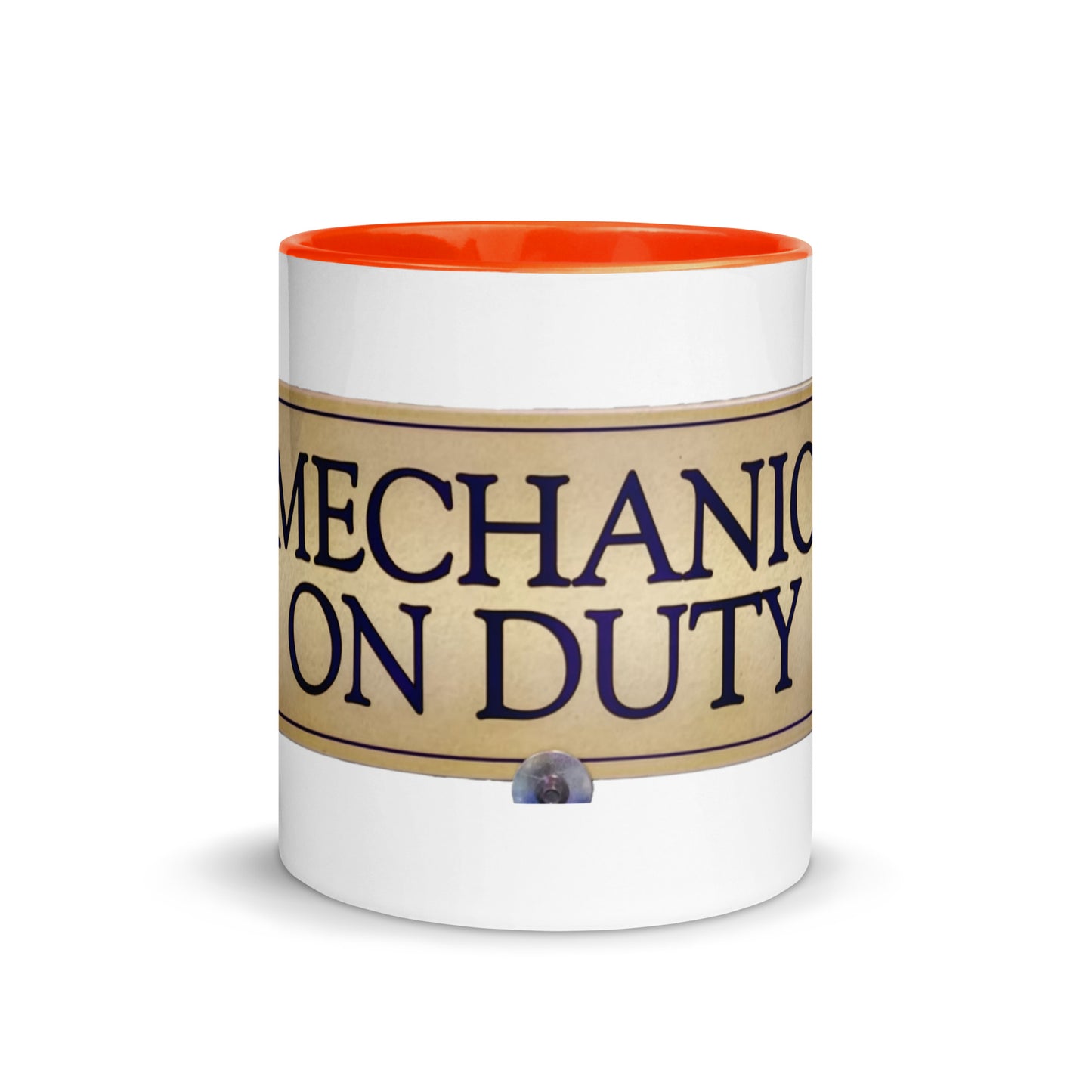 Retro Mechanic On Duty Sign Mug with Color Inside