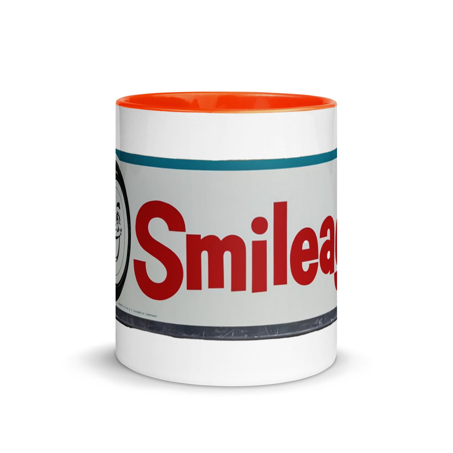 Retro Smileage Tire Sign Mug with Color Inside