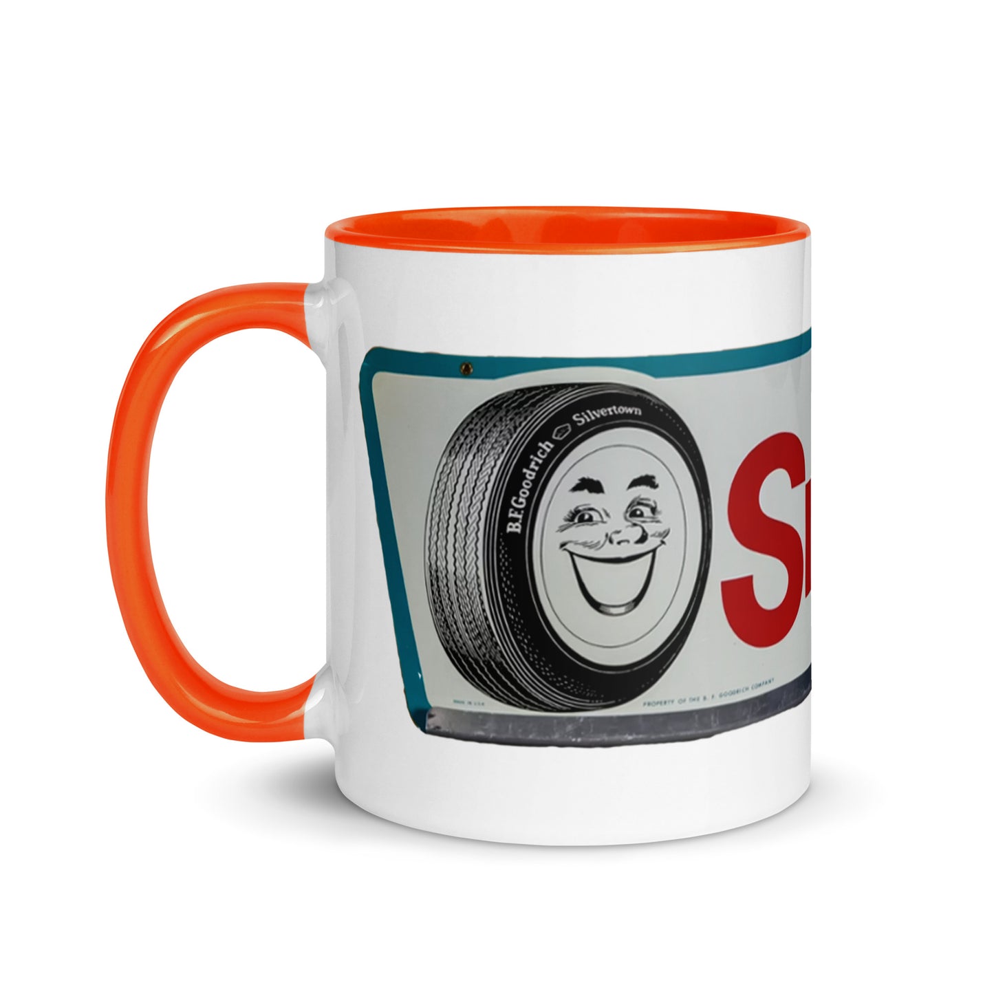 Retro Smileage Tire Sign Mug with Color Inside