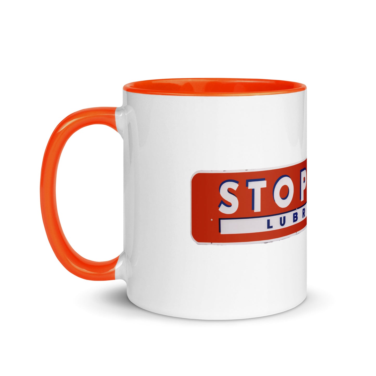 Retro Stop Wear Lube Painted Sign Mug with Color Inside