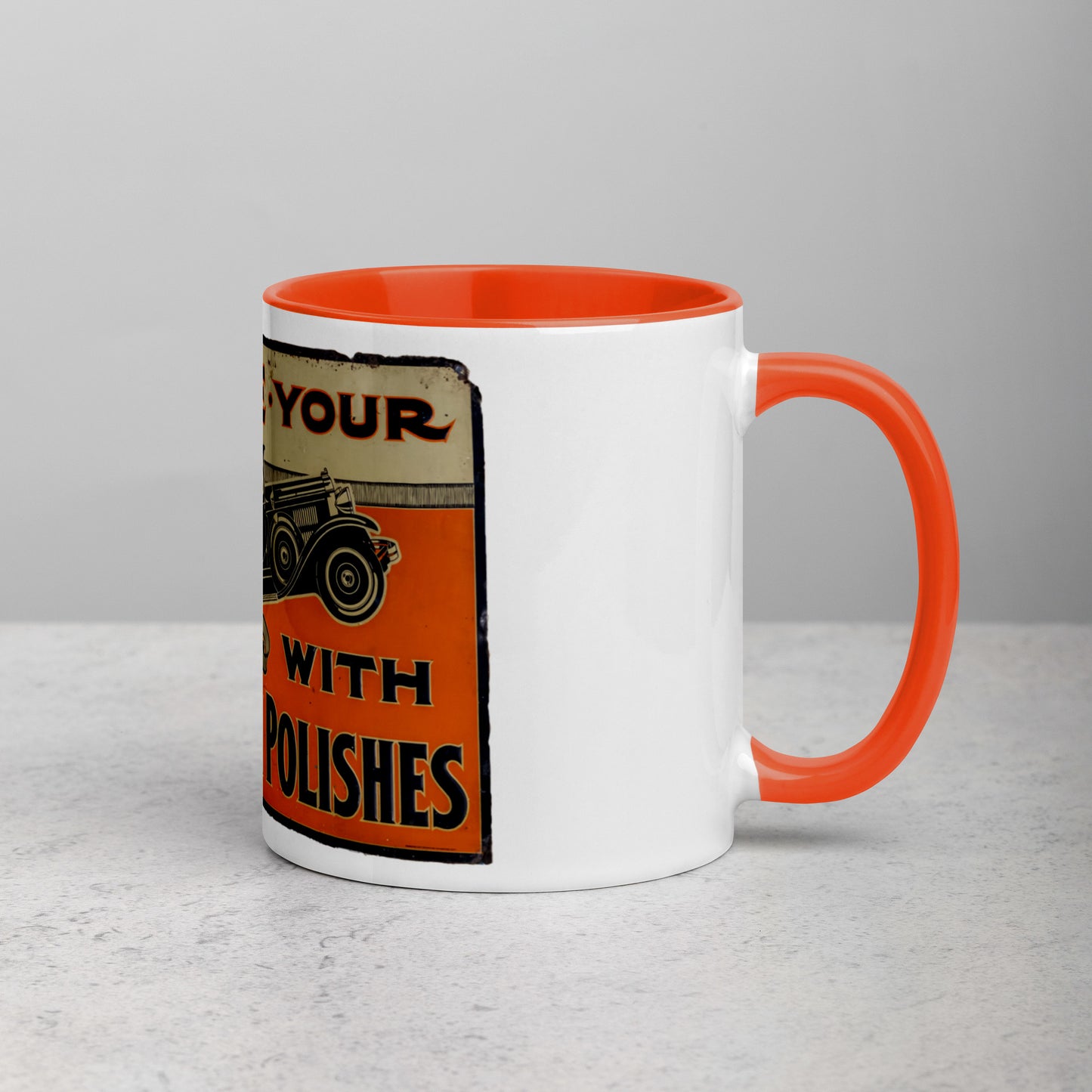 Blue Ribbon Patina Tin Style Mug with Color Inside