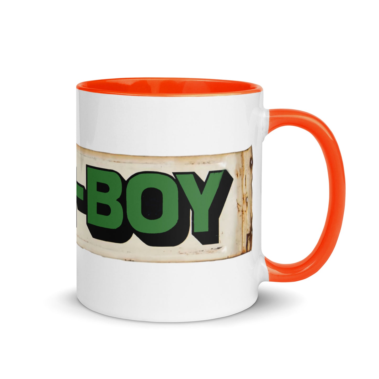 Lawn Boy Porcelain Patina Style Mug with Color Inside