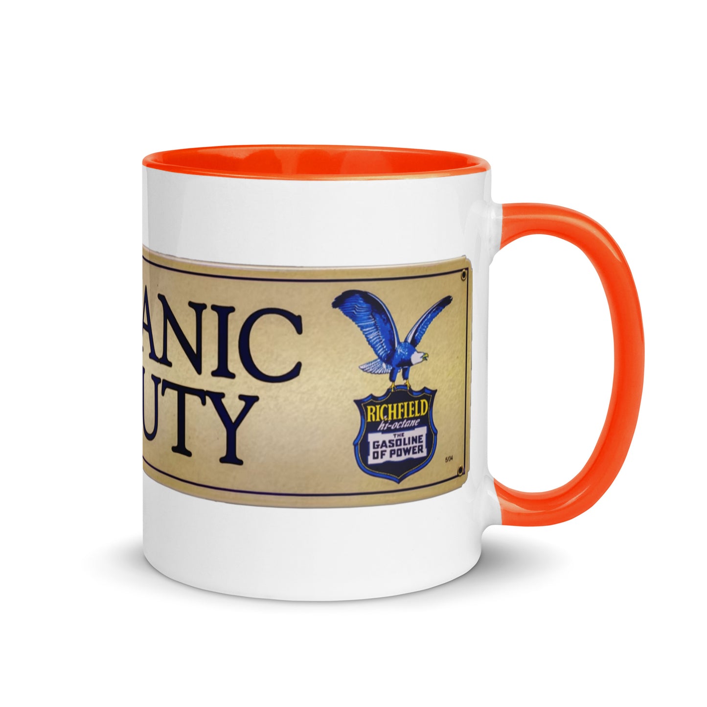 Retro Mechanic On Duty Sign Mug with Color Inside