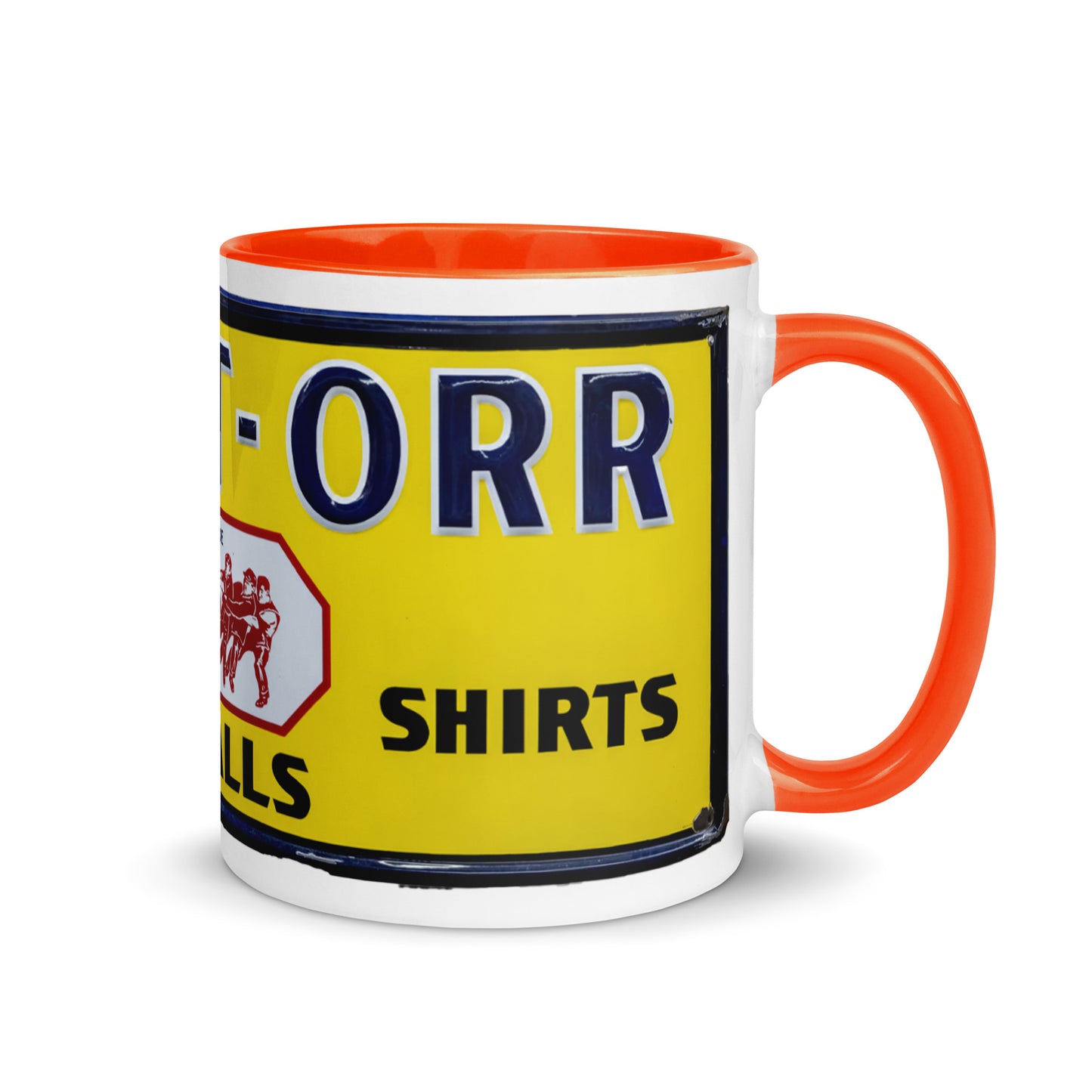 Vintage Mechanic Overalls Porcelain Sign Mug with Color Inside