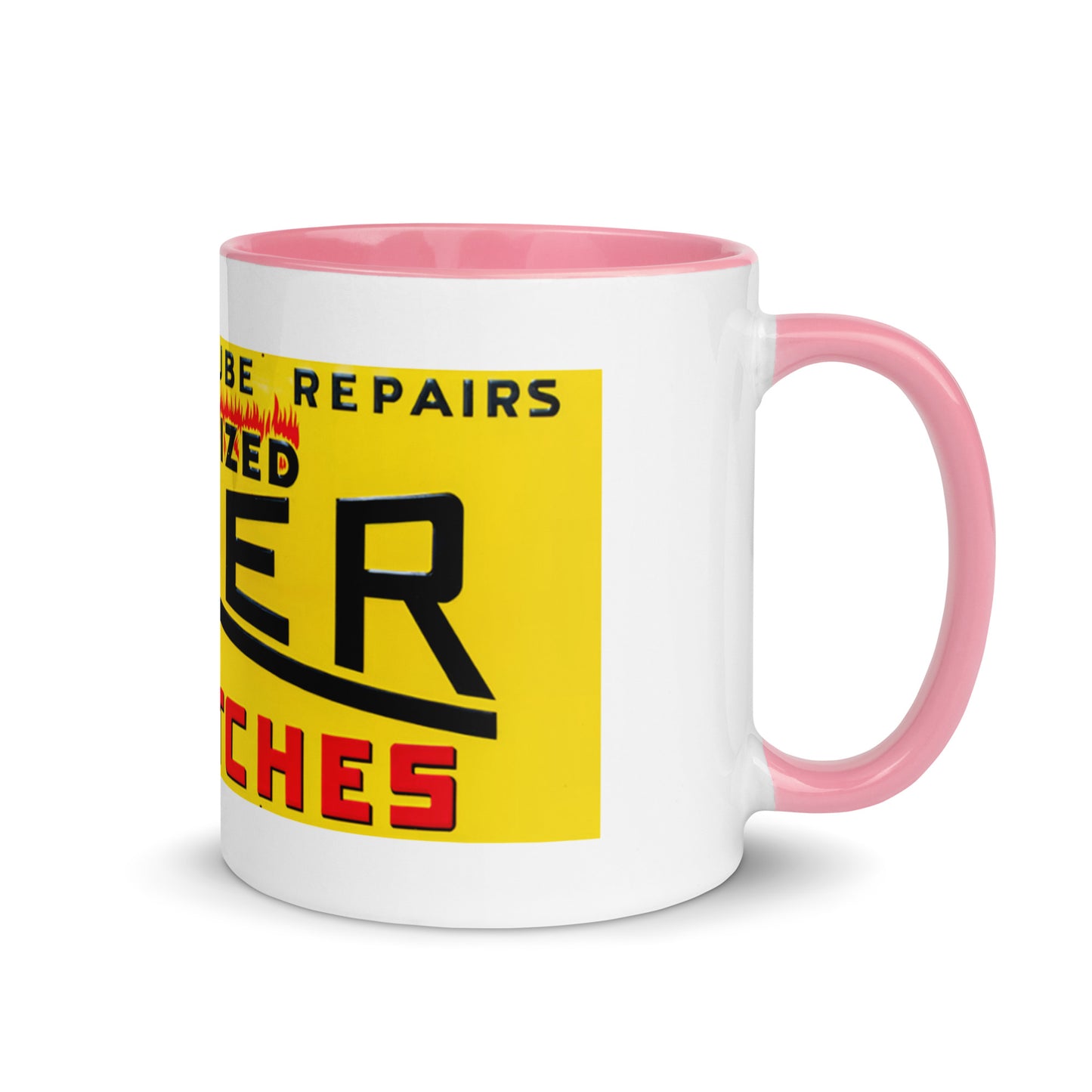 Retro Hot Oil Patch Sign Mug with Color Inside