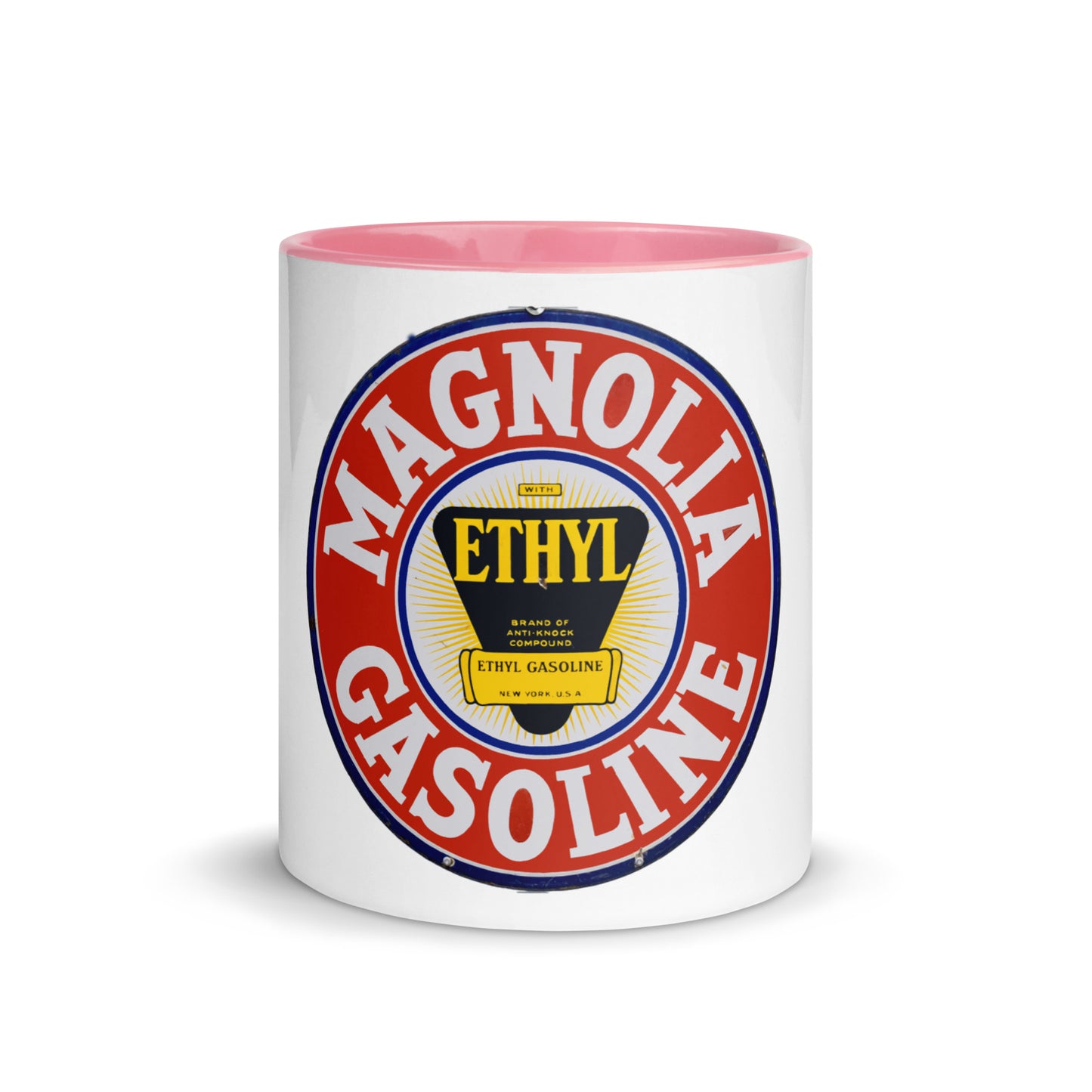 Retro Tin Gas Sign Magnolia Mug with Color Inside