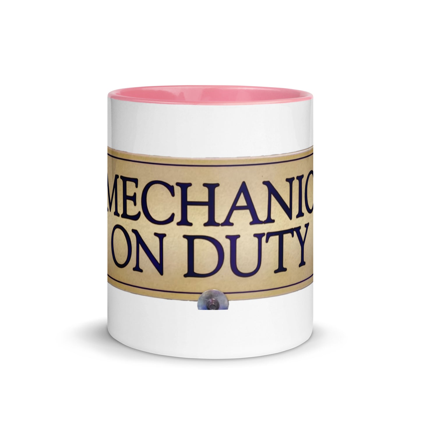 Retro Mechanic On Duty Sign Mug with Color Inside