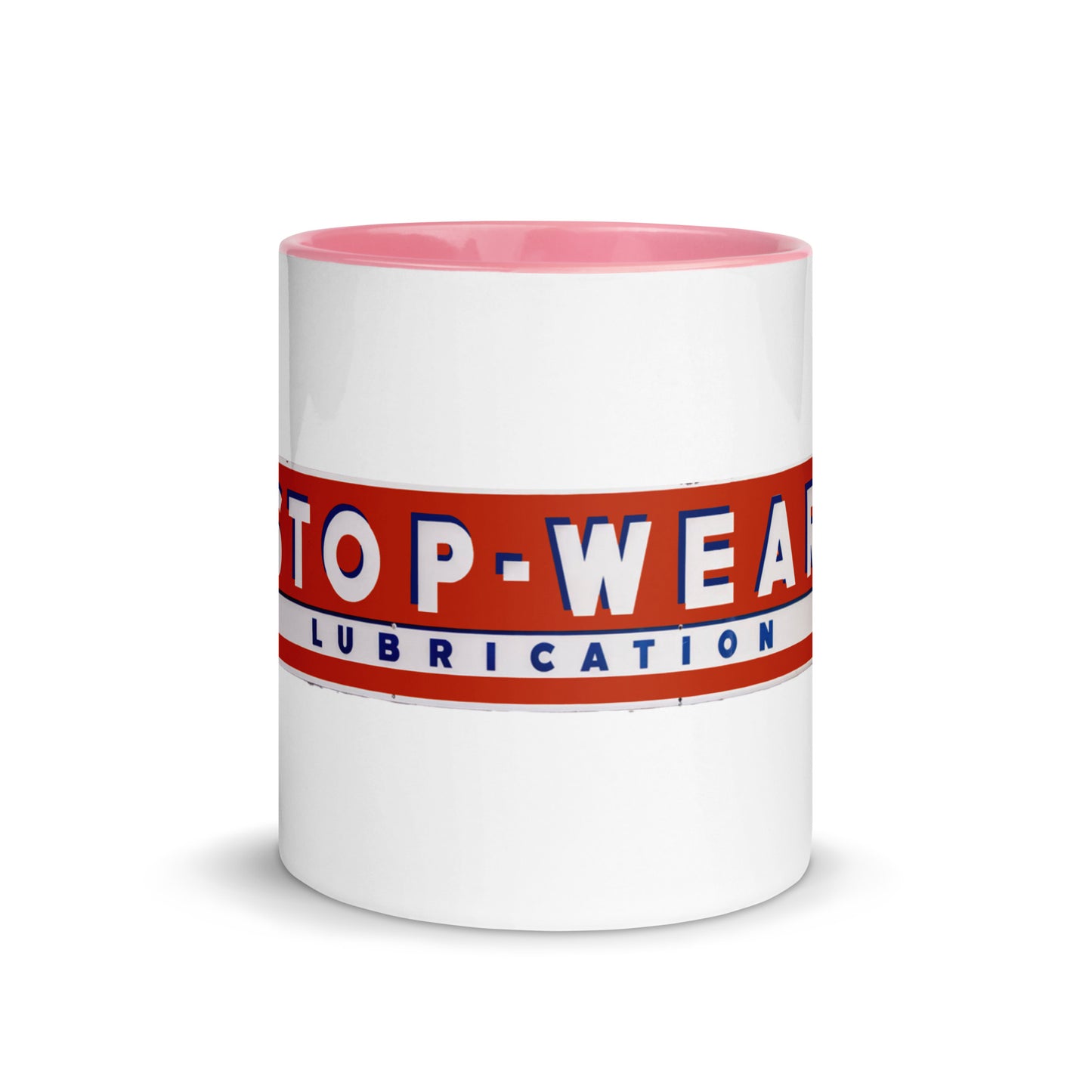 Retro Stop Wear Lube Painted Sign Mug with Color Inside